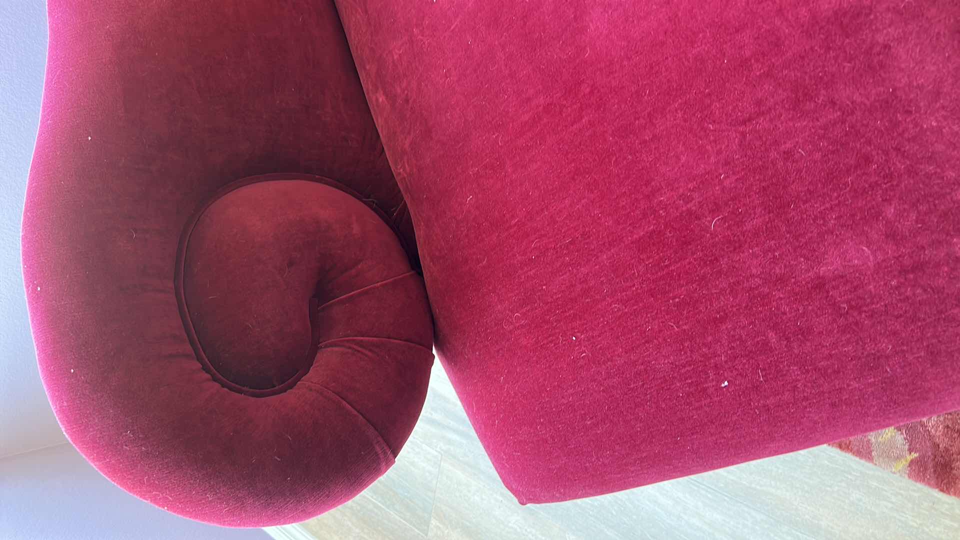 Photo 5 of 7’ ART DECO RED VELVET CHAISE DAYBED