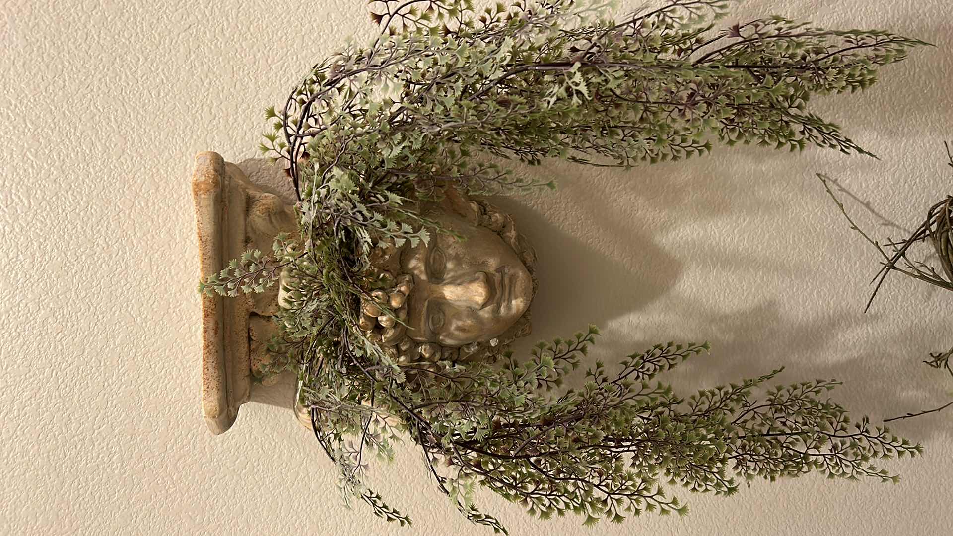 Photo 1 of HEAVY CERAMIC WALL DECOR WITH FAUX GREENERY 12” x 13”