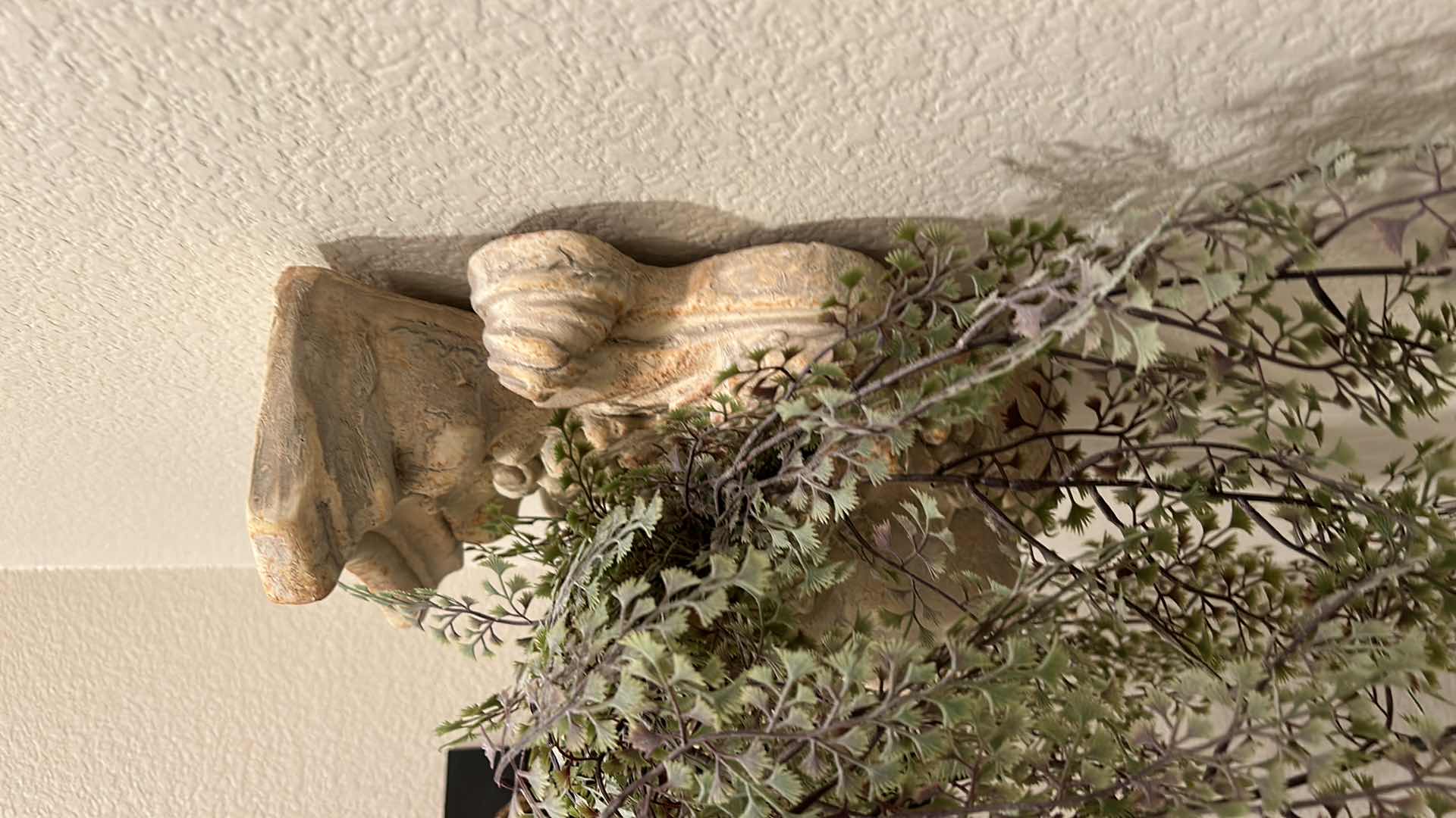 Photo 1 of HEAVY CERAMIC WALL DECOR WITH FAUX GREENERY 12” x 13”