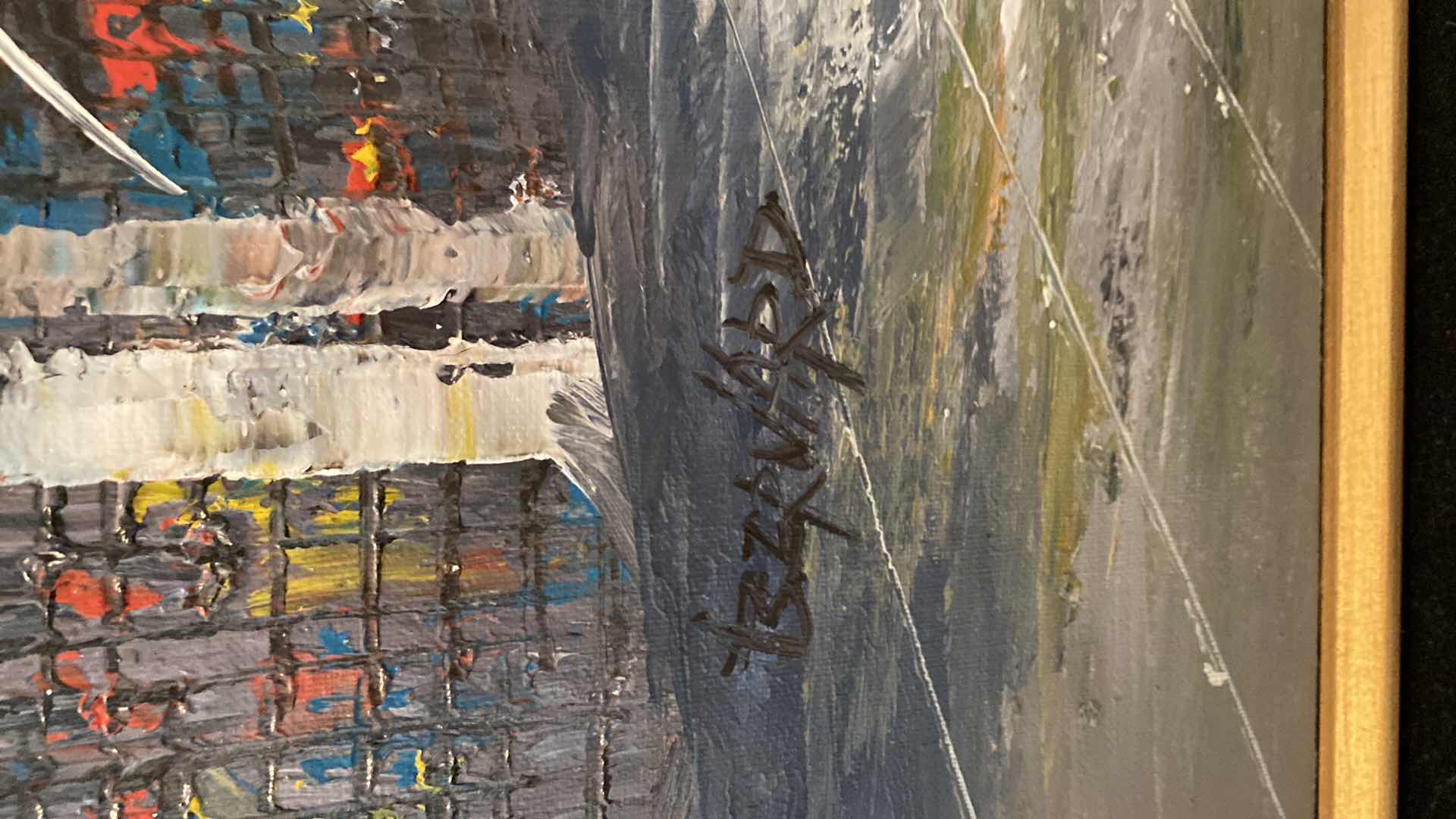 Photo 1 of FRAMED OIL ON CANVAS PARIS STREET SCENE SIGNED ARTWORK 43” x 31”