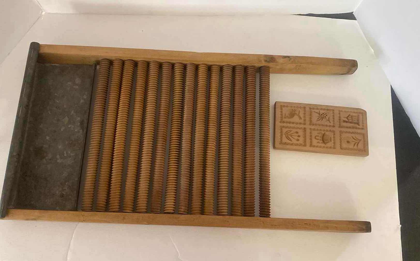 Photo 1 of ANTIQUE WASH BOARD AND BUTTER STAMPER 12“ x 23”