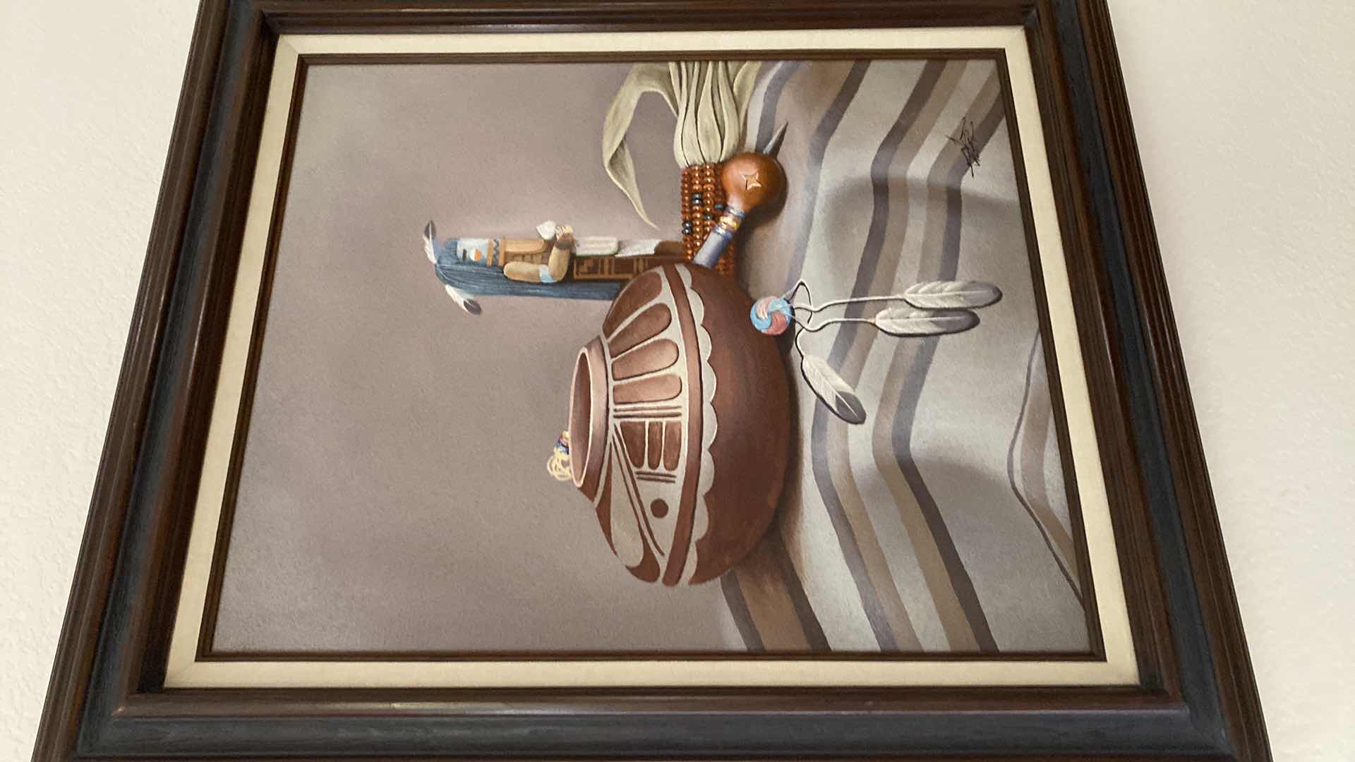 Photo 1 of FRAMED NATIVE AMERICAN STILL LIFE OIL ON CANVAS SIGNED ARTWORK 27” x 31”