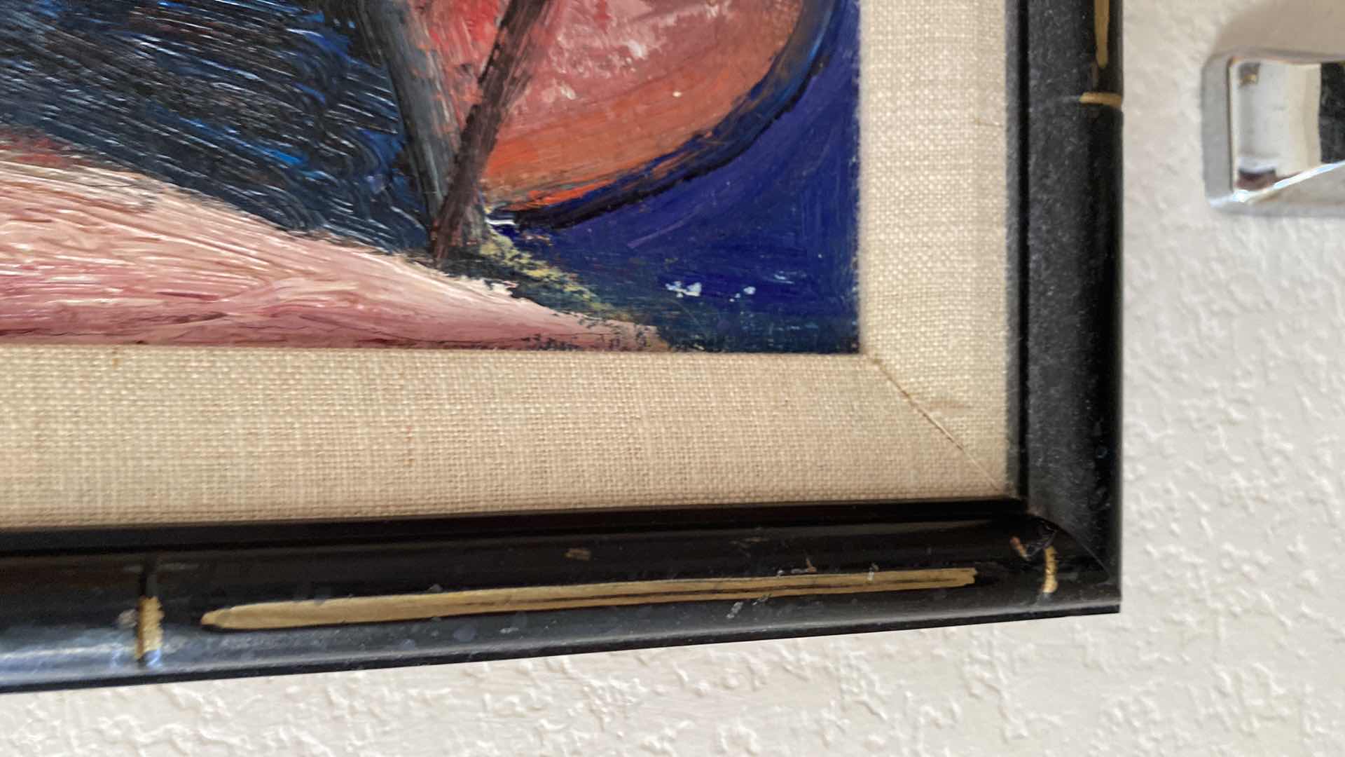 Photo 1 of FRAMED SIGNED OIL ON CANVAS ABSTRACT ARTWORK 29 1/2” x 15 1/2”