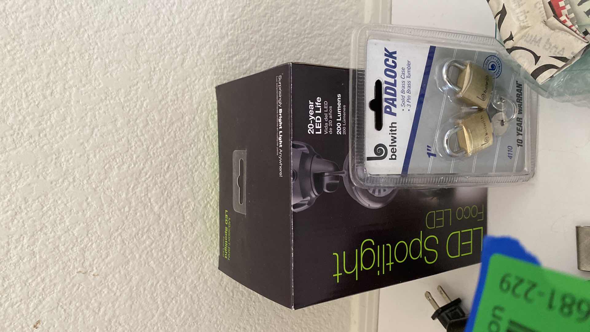 Photo 1 of ALARM CLOCK, NEW PADLOCKS, LED SPOTLIGHT, HOOKS, PLUS