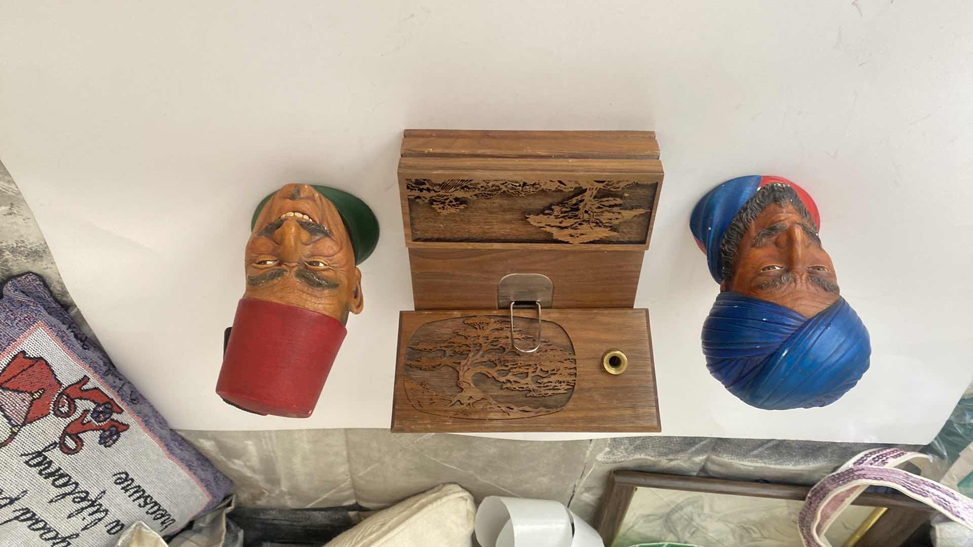 Photo 1 of 2-CERAMIC HEADS, WOOD BOX