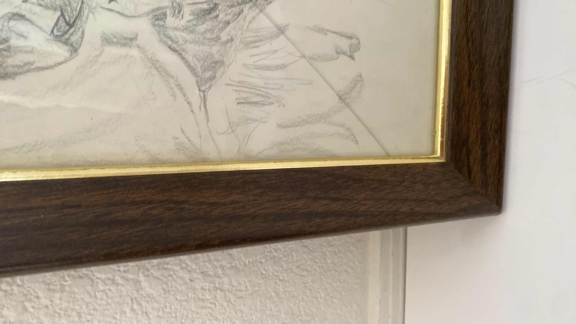 Photo 1 of FRAMED SIGNED ETCHING COWBOY ARTWORK 10” x 12”