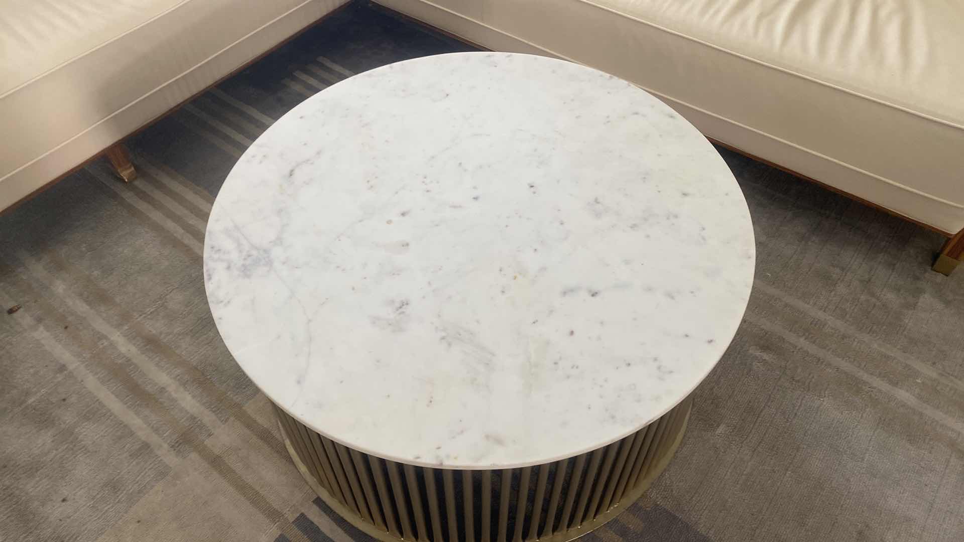 Photo 1 of 36” STONE & ALUMINIUM COCKTAIL TABLE H17 1/2”