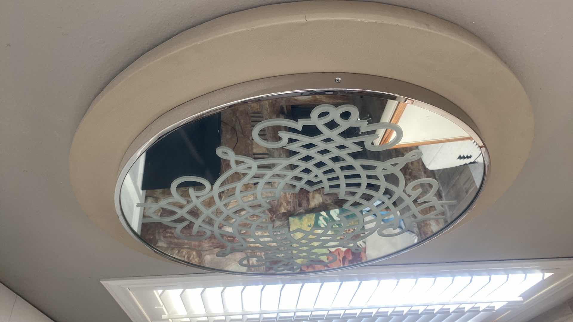 Photo 1 of 39” ETCHED MODERN MIRROR MOUNTED ON CANVAS FRAME