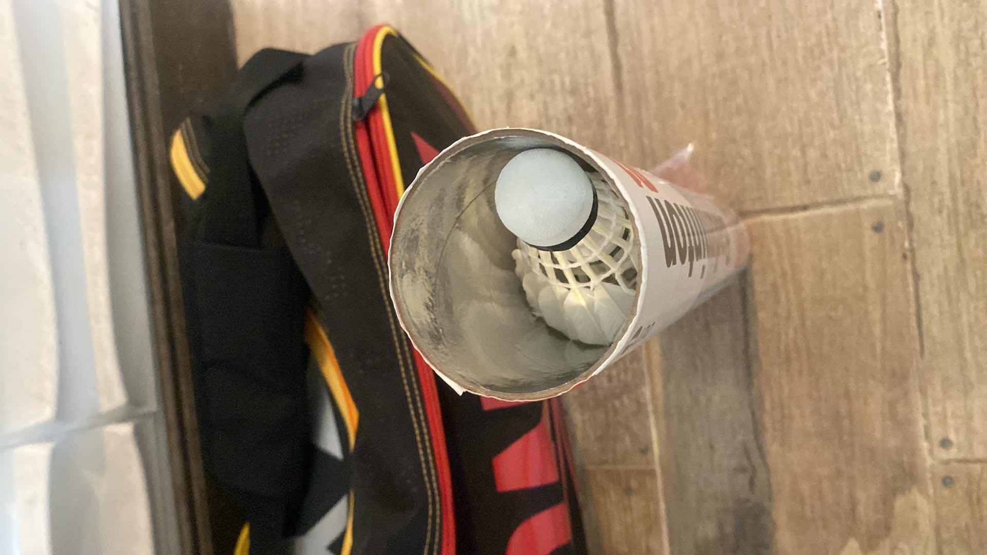 Photo 1 of RAQUET BAG WITH BADMINTON SHUTTLECOCKS