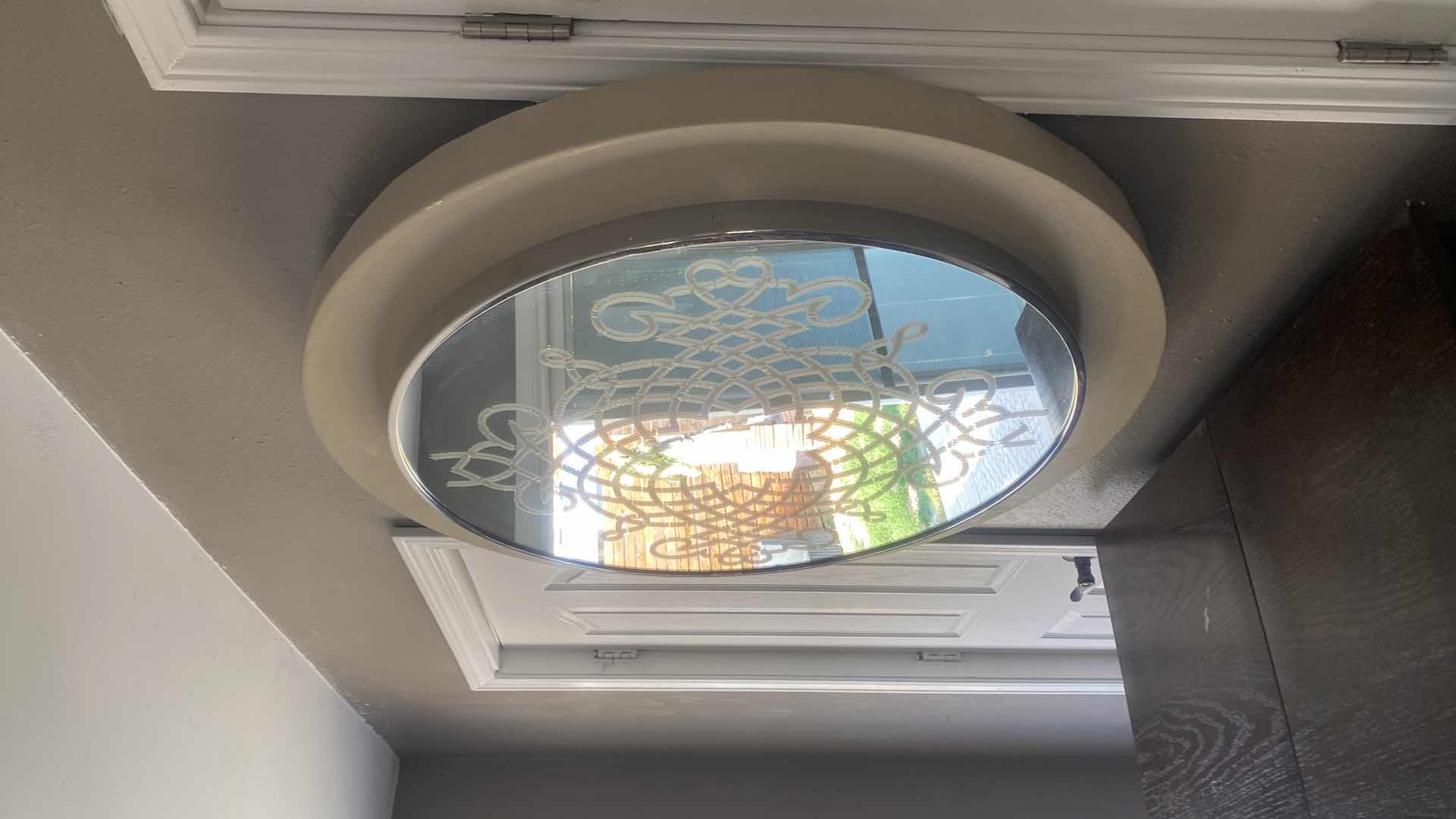 Photo 1 of 39” ETCHED MODERN MIRROR ON PLATFORM