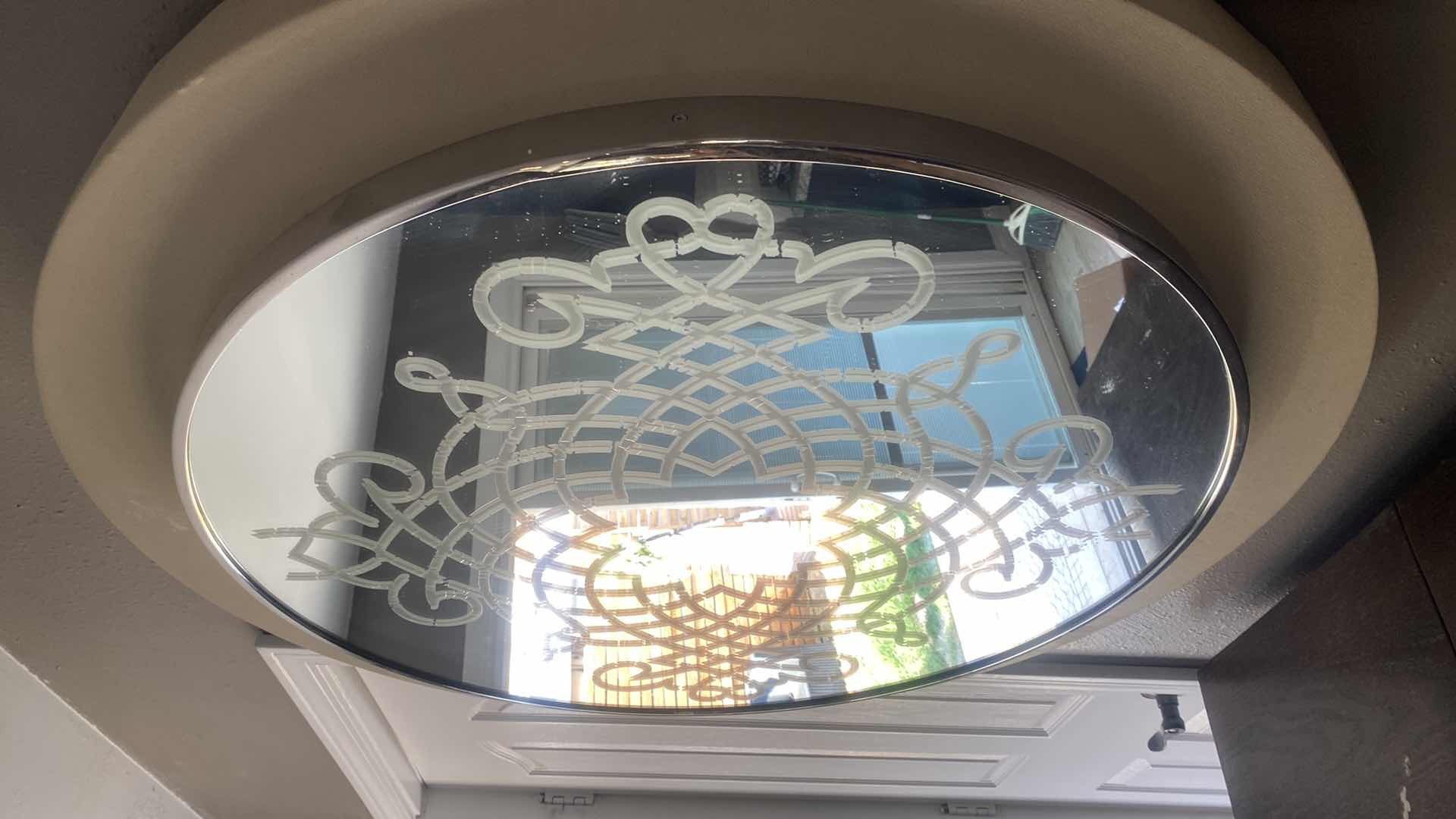 Photo 1 of 39” ETCHED MODERN MIRROR ON PLATFORM