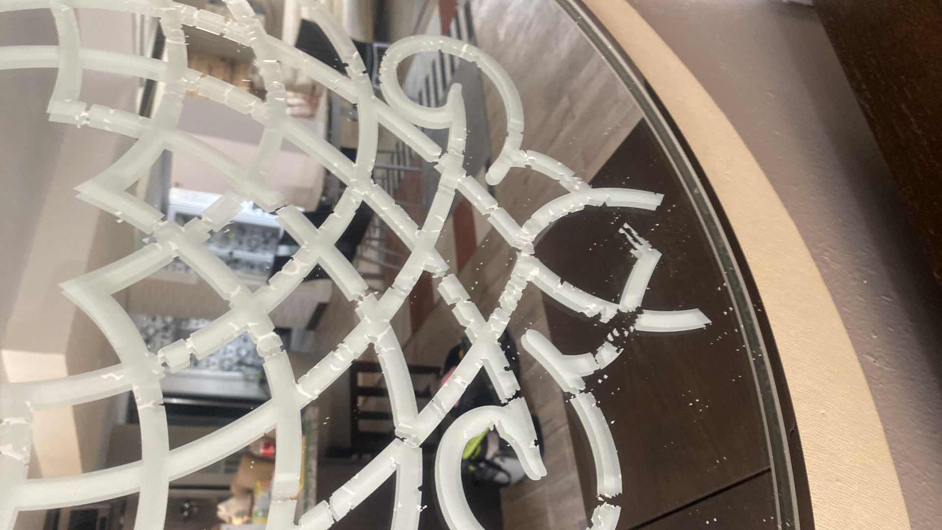 Photo 1 of 39” ETCHED MODERN MIRROR ON PLATFORM