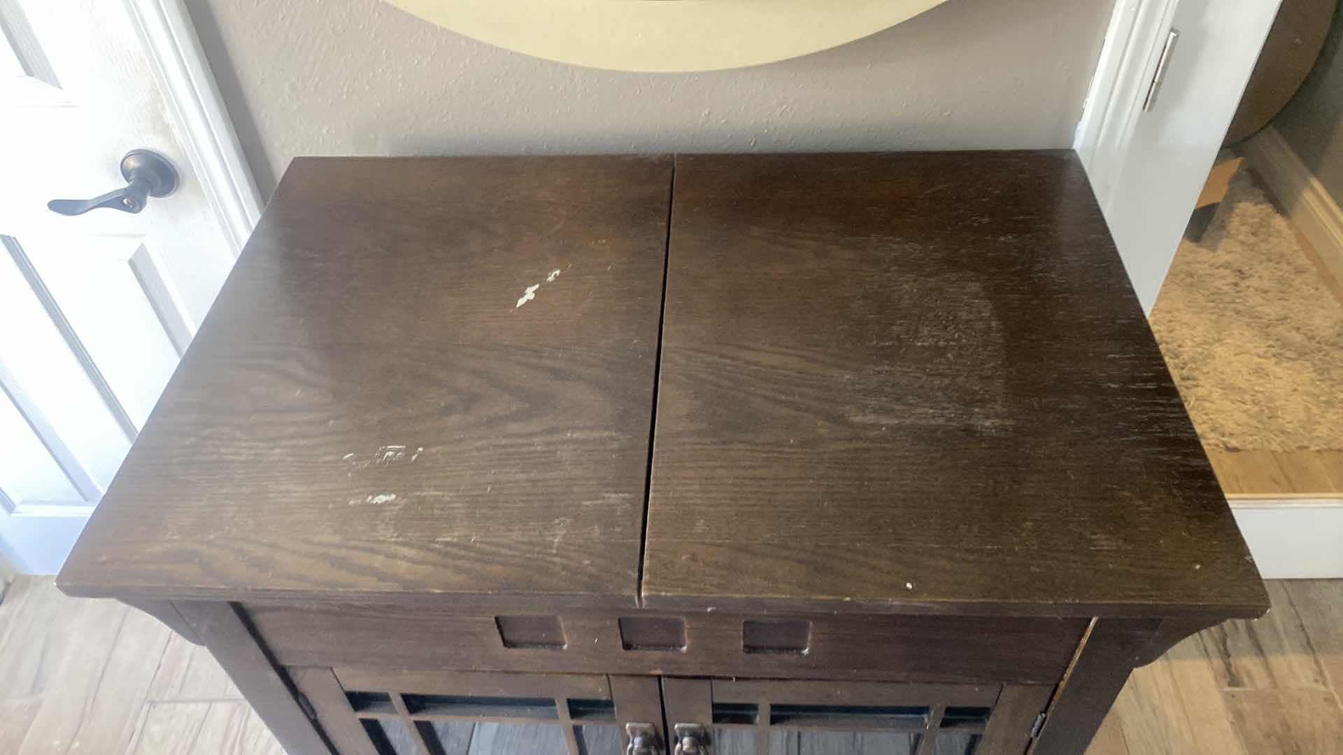 Photo 1 of DARK WOOD BAR CART 33“ x 21“ H38”