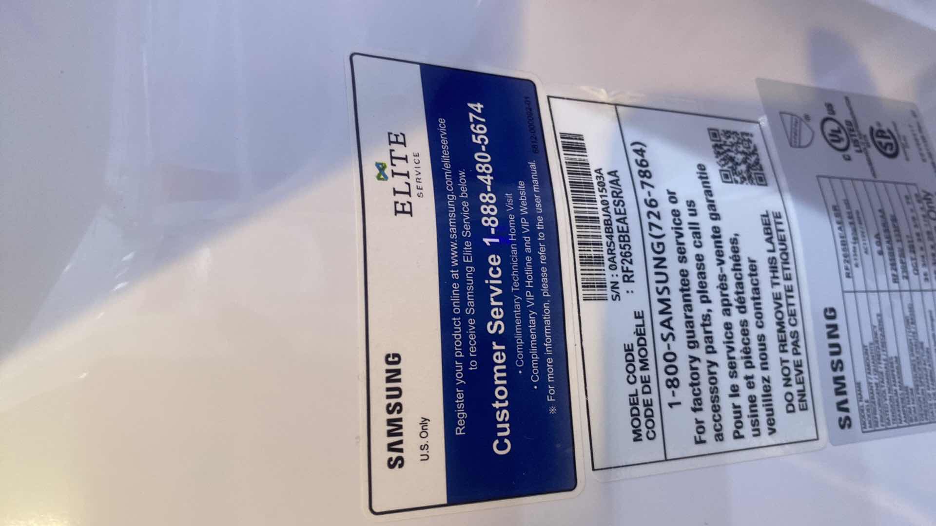 Photo 1 of SAMSUNG SMART FAMILY HUB REFRIGERATOR MODEL RF265BEAESR/AA STAINLESS STEEL WITH ICE-MAKER 35 3/4" X 35 3/4"  H70"