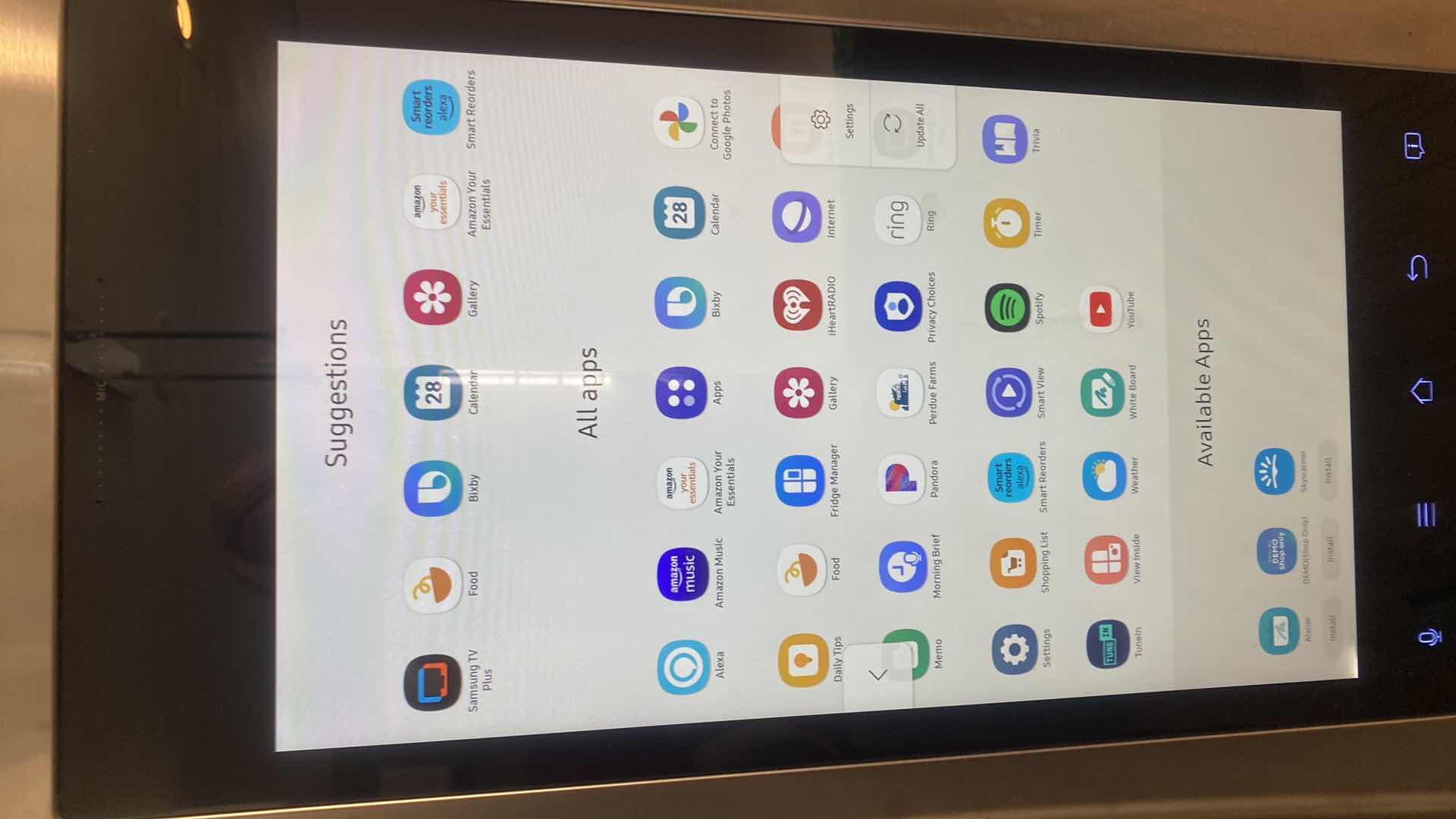 Photo 1 of SAMSUNG SMART FAMILY HUB REFRIGERATOR MODEL RF265BEAESR/AA STAINLESS STEEL WITH ICE-MAKER 35 3/4" X 35 3/4"  H70"