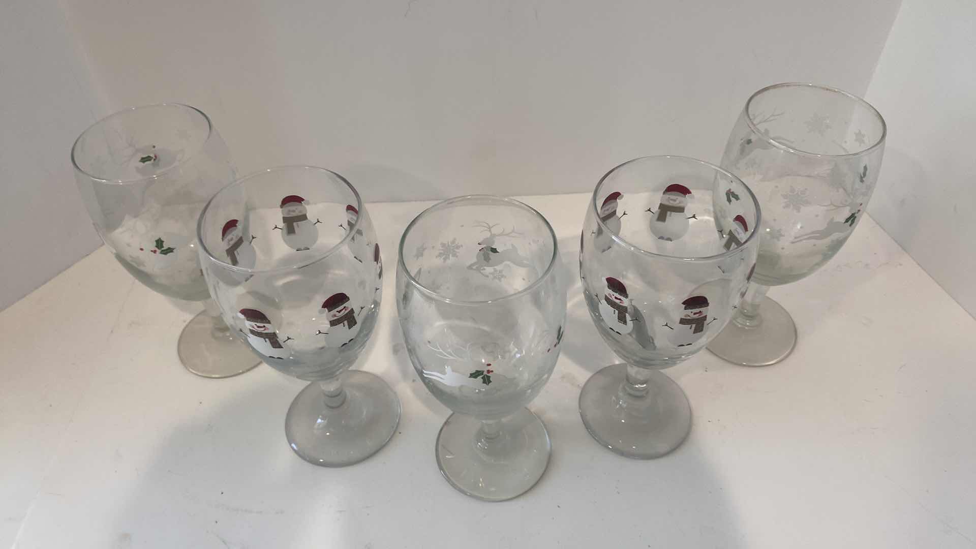 Photo 1 of 5-HAND-PAINTED HOLIDAY WINE GLASSES