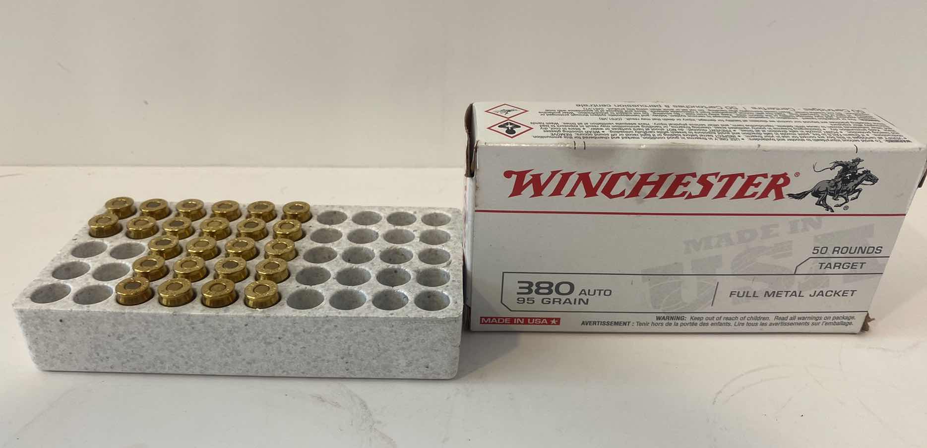 Photo 1 of 24 ROUNDS WINCHESTER 380 AUTO FULL METAL JACKET