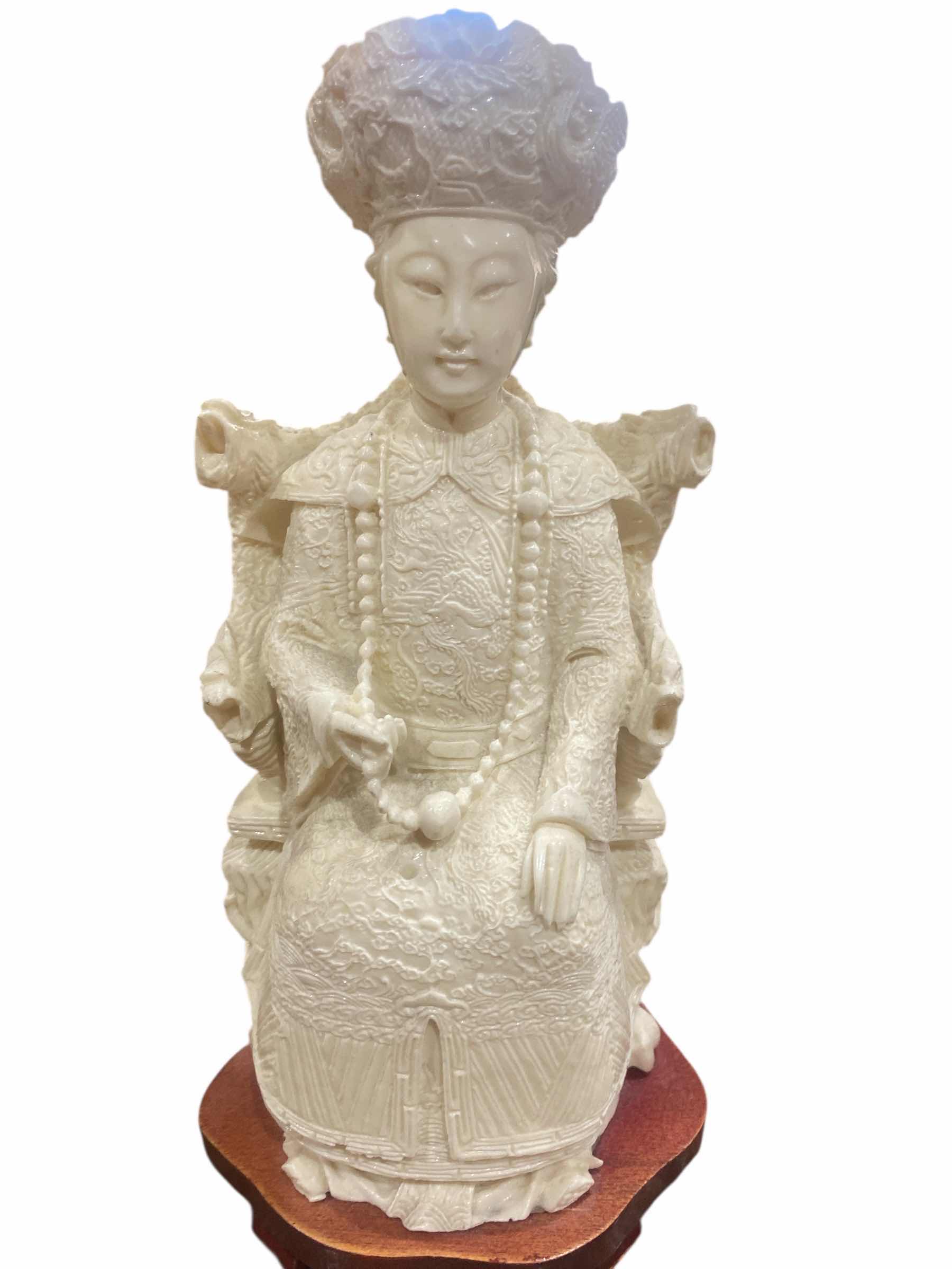 Photo 3 of CHINESE RESIN EMPEROR & EMPRESS MADE IN TAIWAN H12”