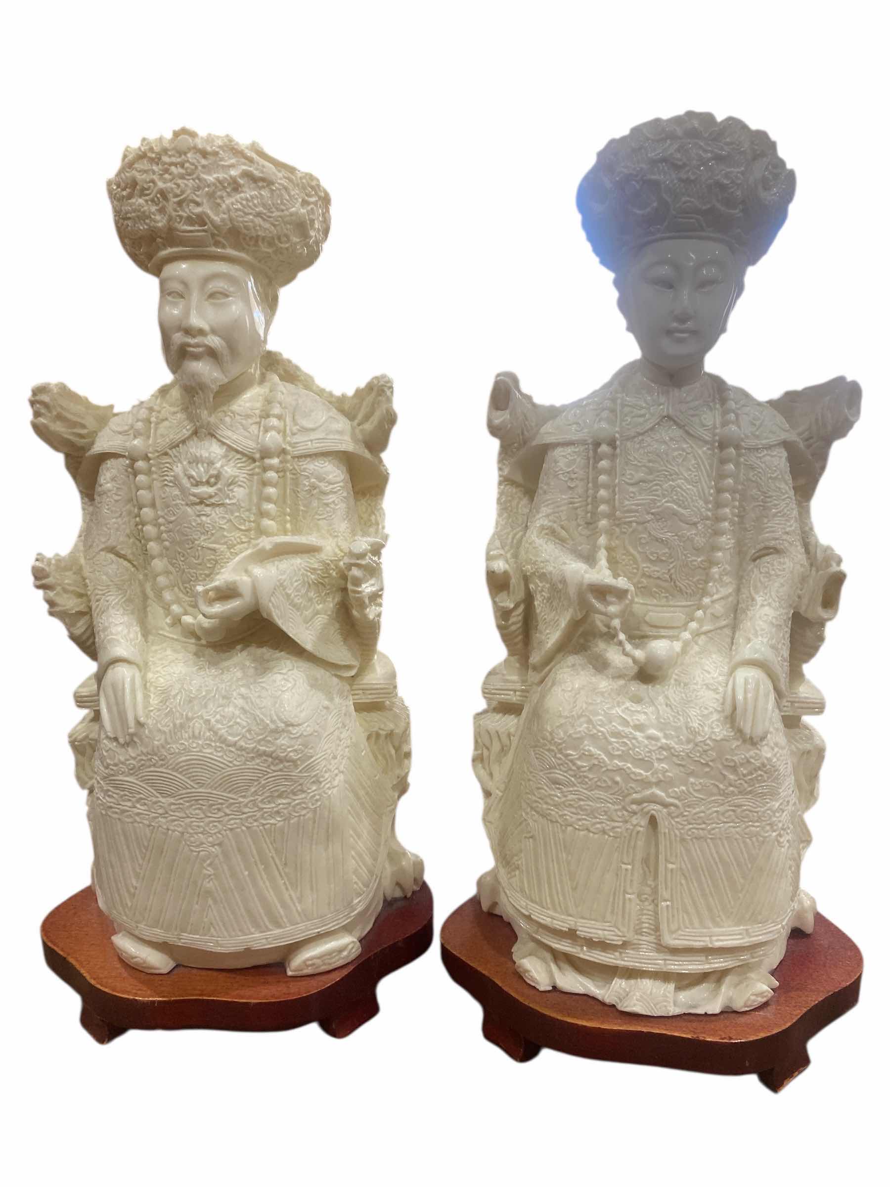 Photo 1 of CHINESE RESIN EMPEROR & EMPRESS MADE IN TAIWAN H12”