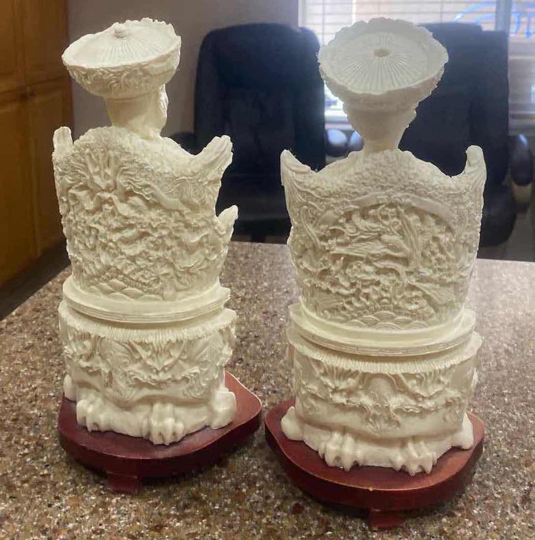 Photo 1 of CHINESE RESIN EMPEROR & EMPRESS MADE IN TAIWAN H12”