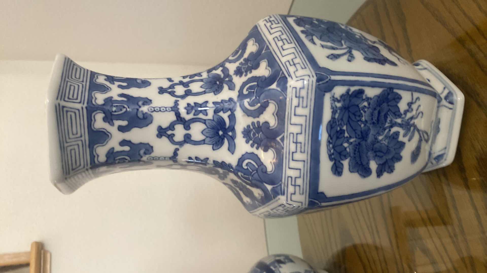 Photo 1 of BLUE & WHITE CHINESE CERAMIC VASE H14”