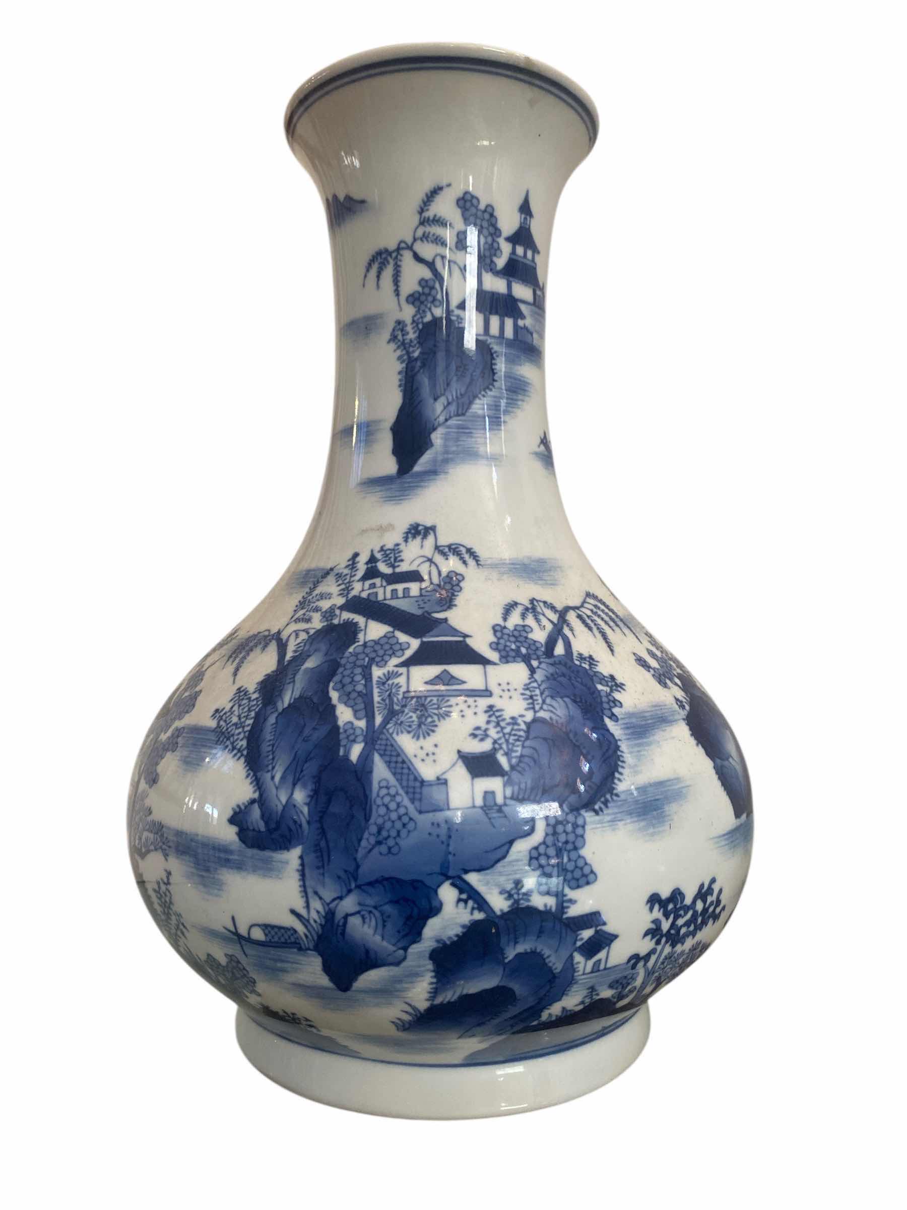 Photo 1 of BLUE & WHITE CHINESE CERAMIC VASE H12”