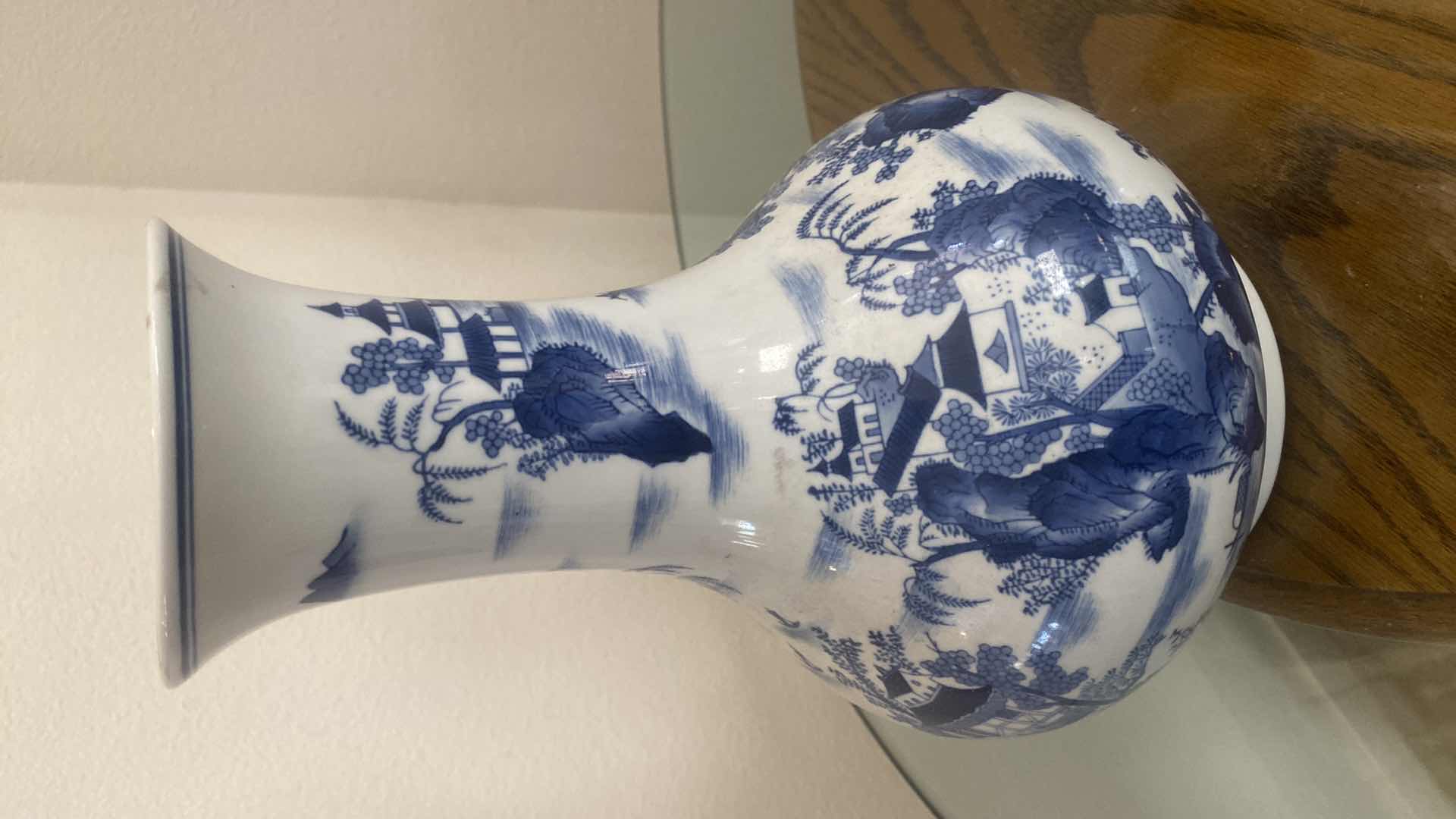 Photo 1 of BLUE & WHITE CHINESE CERAMIC VASE H12”