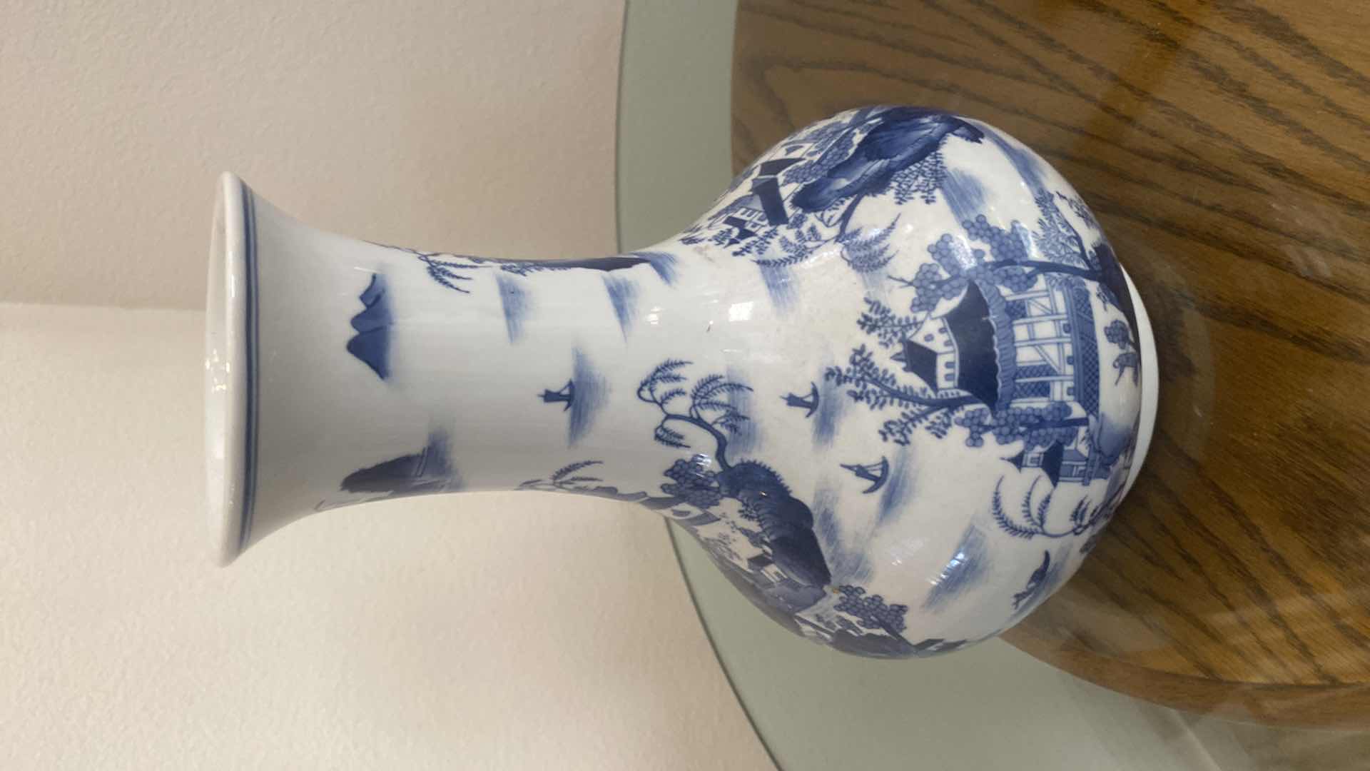 Photo 1 of BLUE & WHITE CHINESE CERAMIC VASE H12”