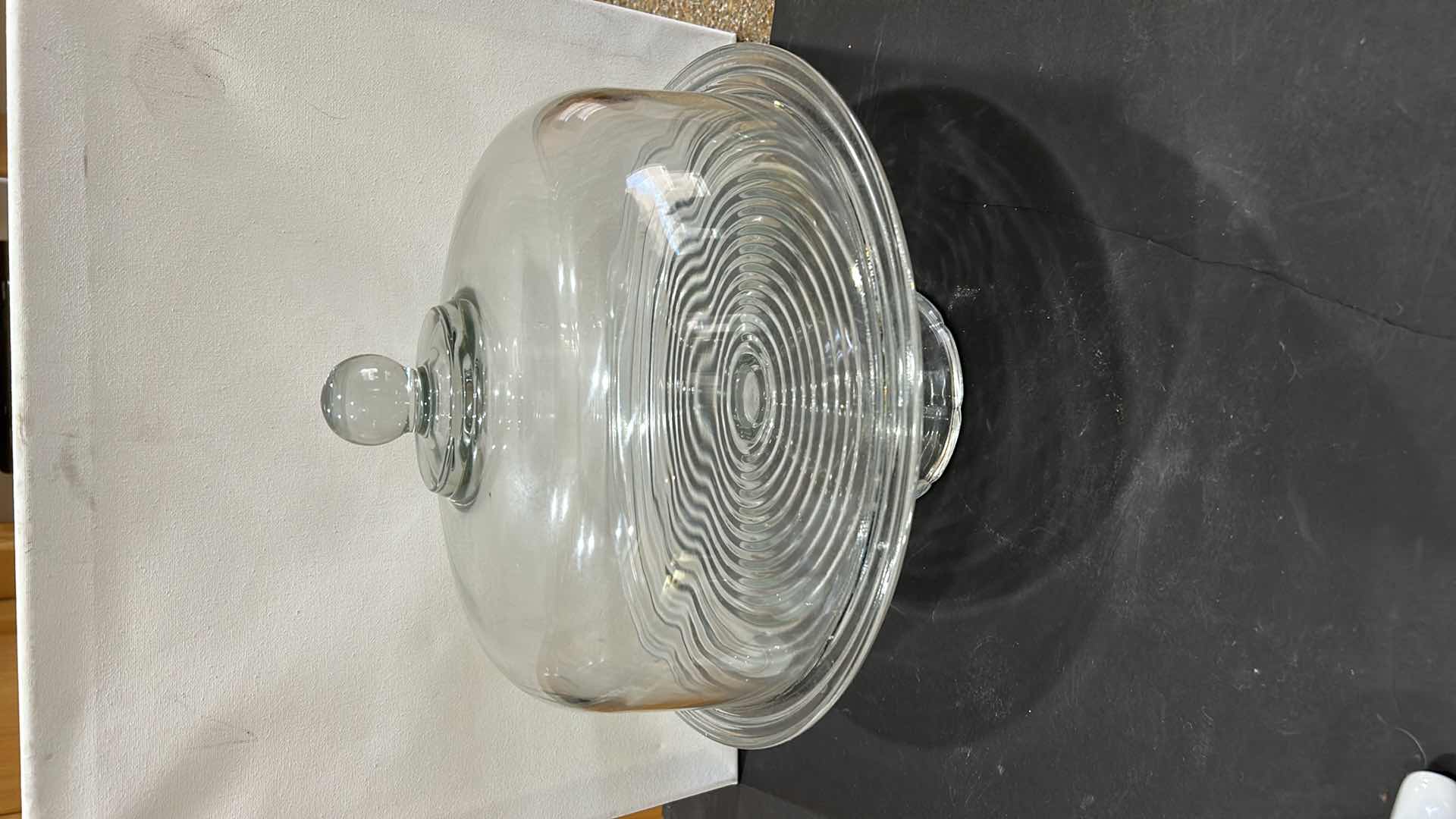 Photo 1 of CAKE STAND AND COVER, CREAM AND SUGAR