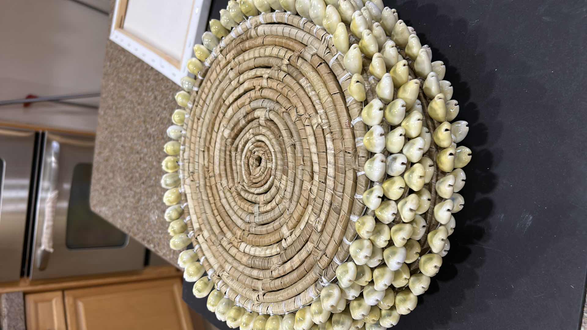 Photo 1 of CERAMIC BREAD BASKET, PEDESTAL STAND, 8 SHELL PLACEMATS