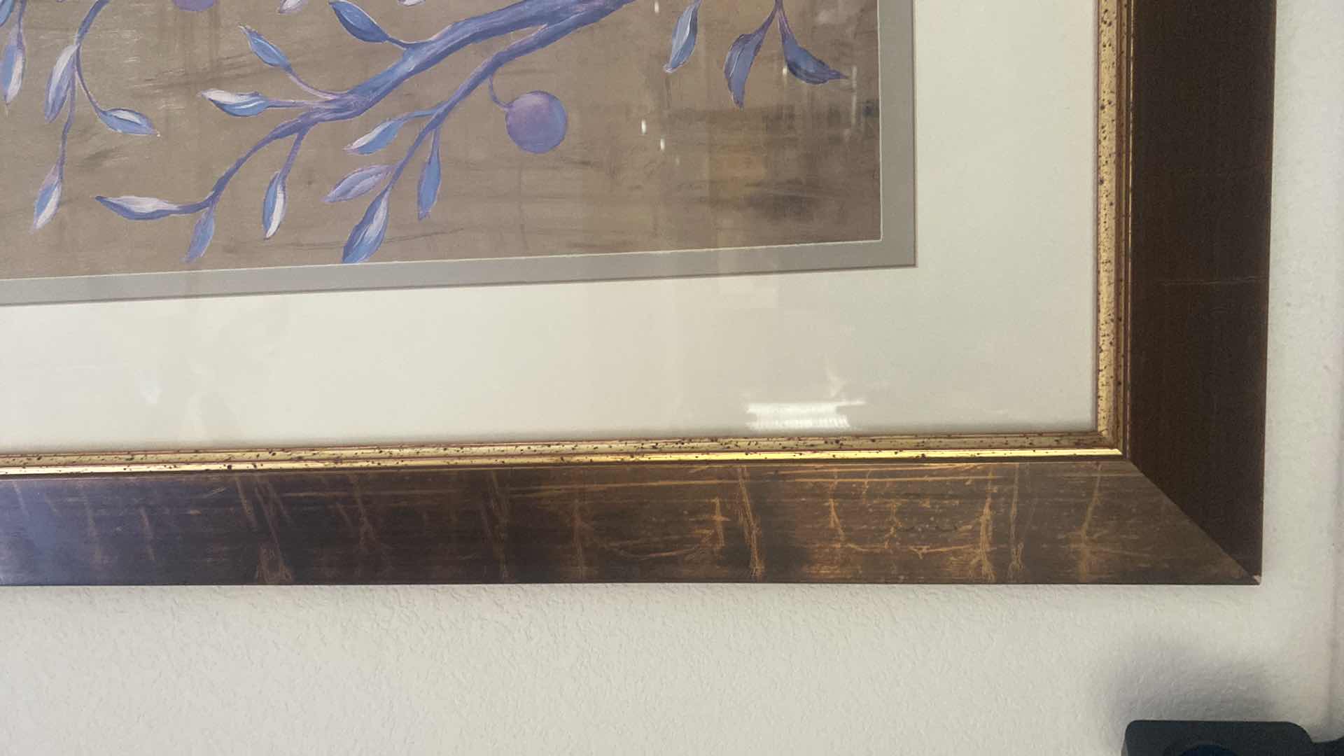 Photo 1 of WOOD FRAMED BIRDS IN FRUIT TREE ARTWORK 36” x 54”