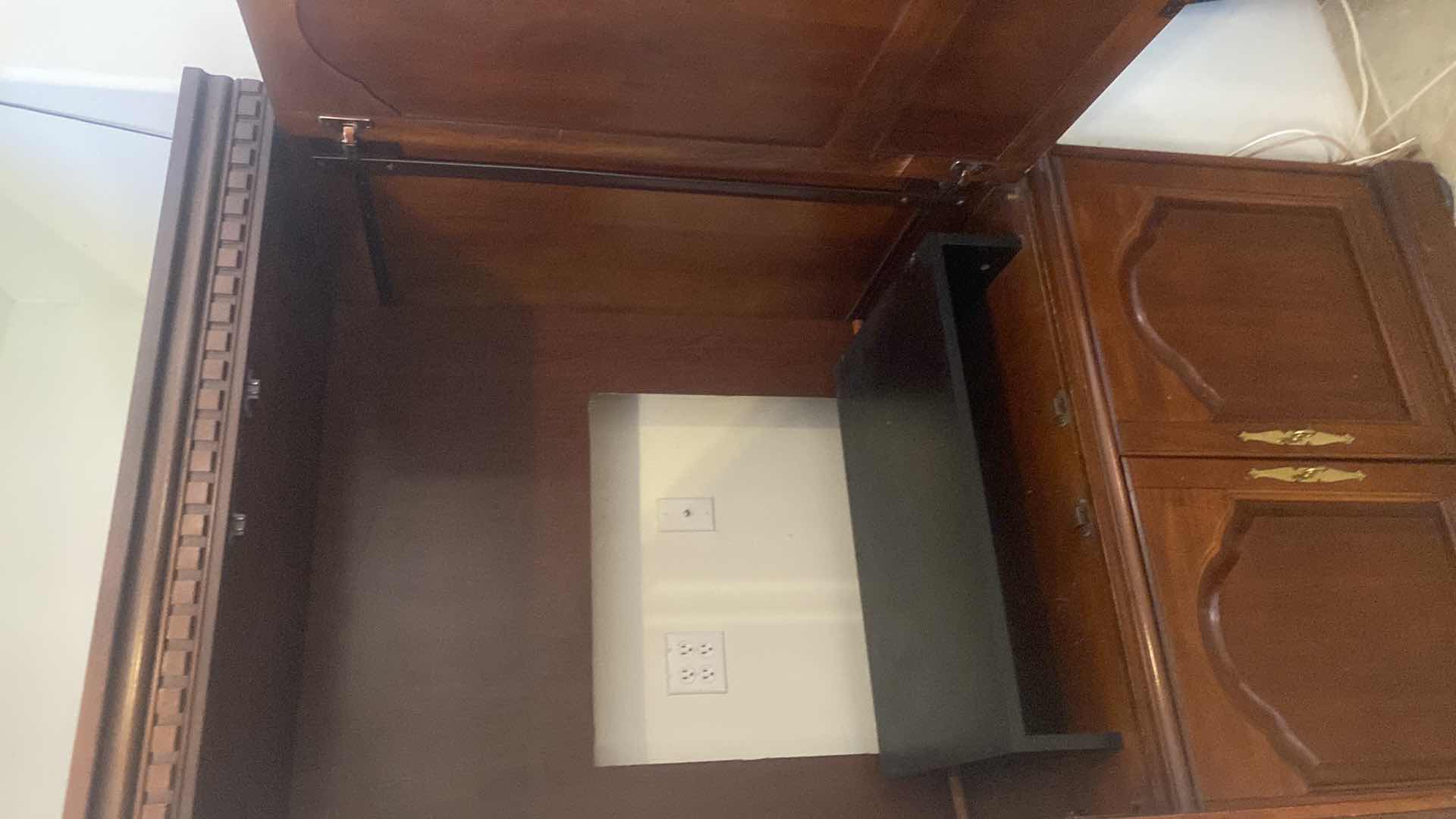 View 3 of TWO DOOR CHERRY ENTERTAINMENT CENTER EITH DENTAL TRIM 41” x 24” H77”