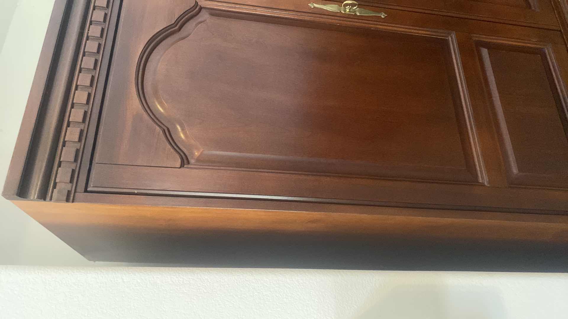 View 5 of TWO DOOR CHERRY ENTERTAINMENT CENTER EITH DENTAL TRIM 41” x 24” H77”