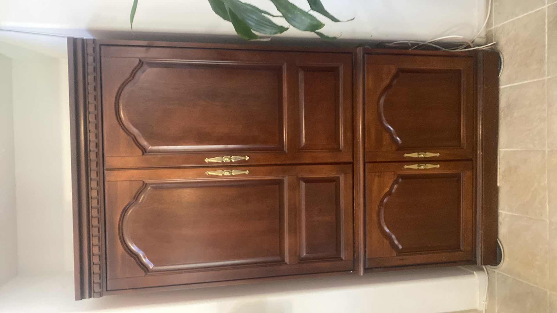 View 2 of TWO DOOR CHERRY ENTERTAINMENT CENTER EITH DENTAL TRIM 41” x 24” H77”