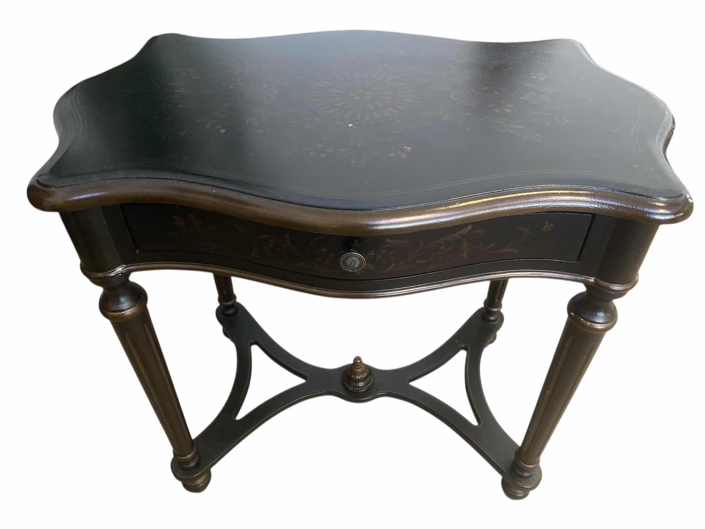 Photo 1 of LIGHT WEIGHT WOOD CONSOLE TABLE WITH HAND PAINTED TOP 32“ x 20“ H29 1/2”