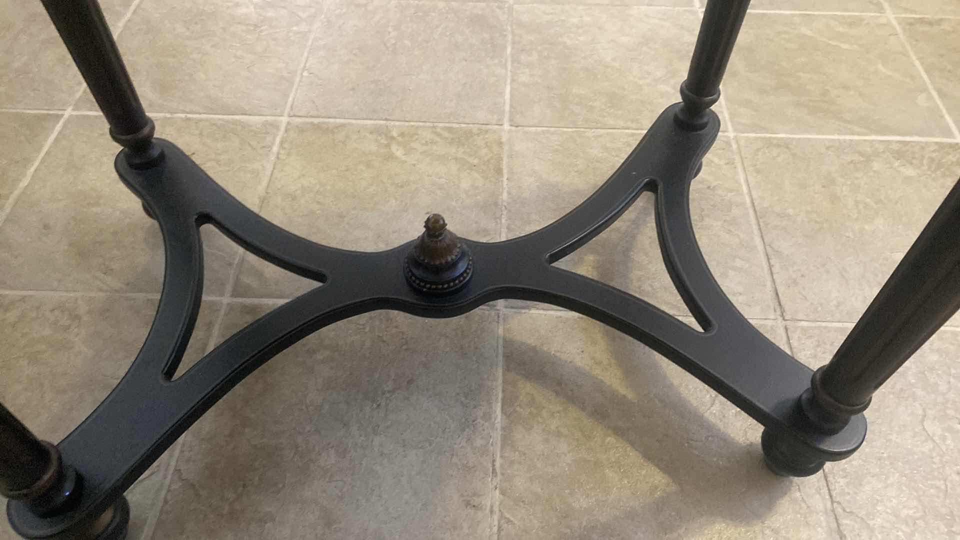 Photo 1 of LIGHT WEIGHT WOOD CONSOLE TABLE WITH HAND PAINTED TOP 32“ x 20“ H29 1/2”