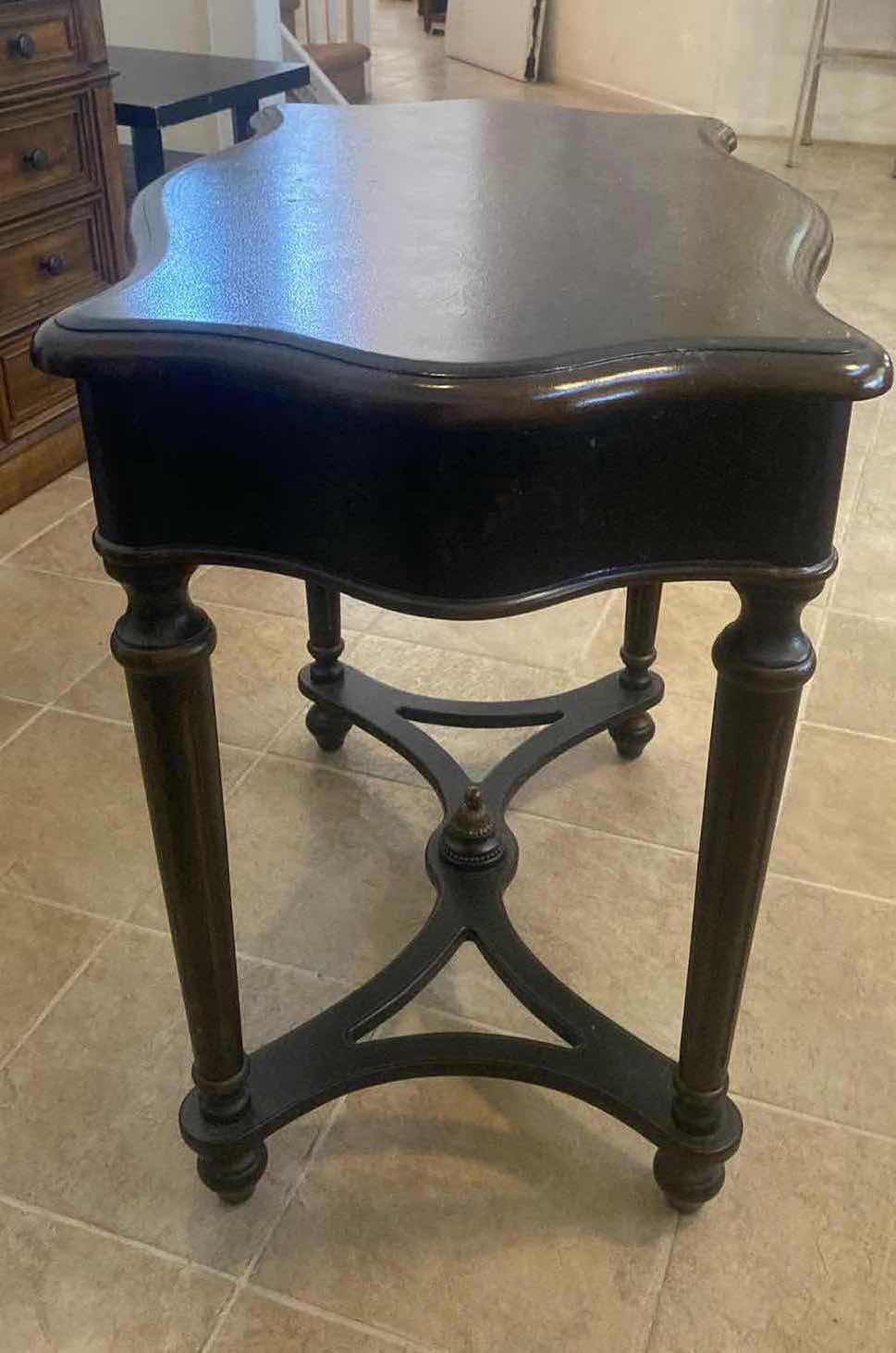 Photo 1 of LIGHT WEIGHT WOOD CONSOLE TABLE WITH HAND PAINTED TOP 32“ x 20“ H29 1/2”