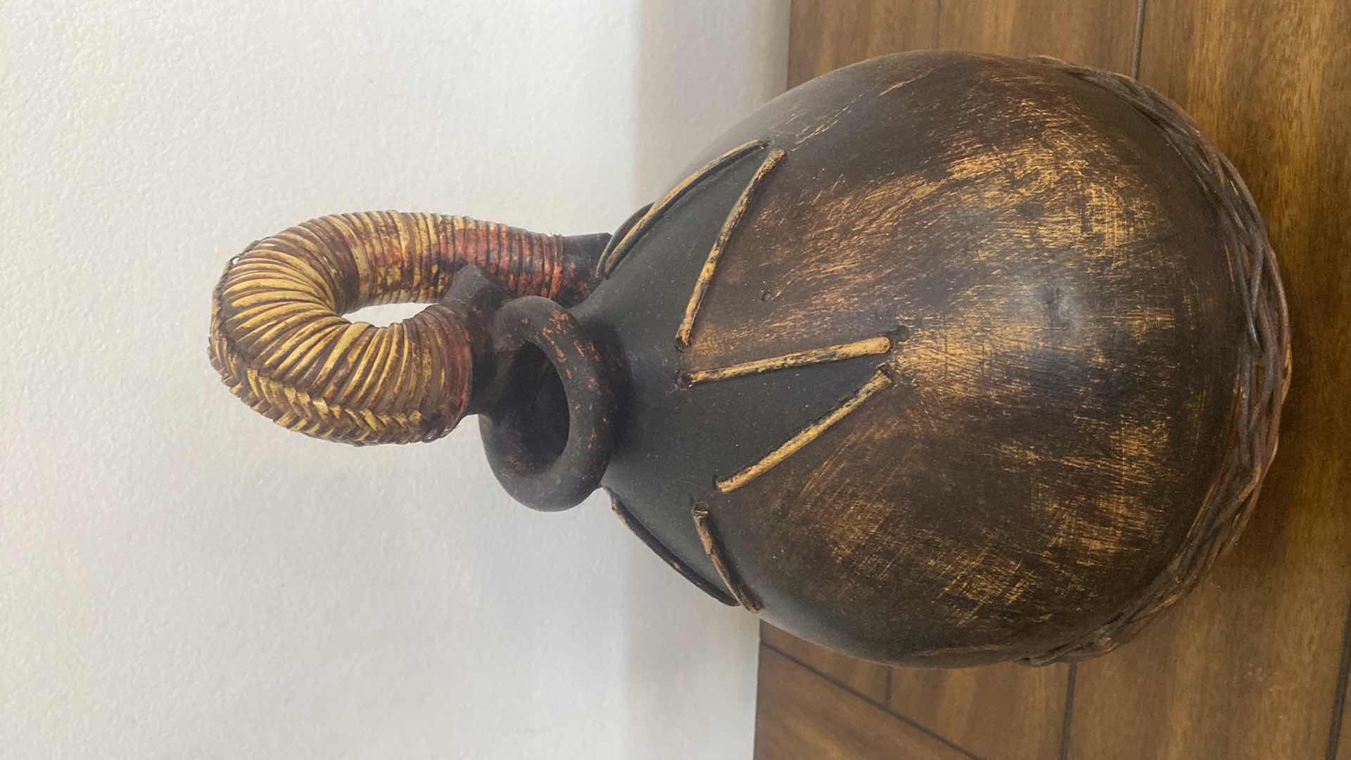 Photo 1 of POTTERY PITCHER/JUG WITH WICKER DETAIL H17”