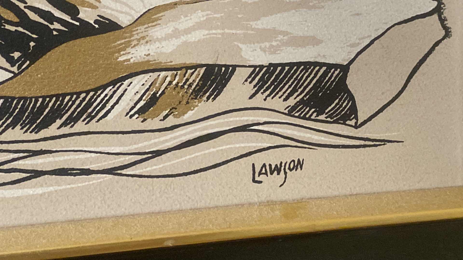 Photo 5 of BLACK FRAMED ASIAN SCENE PAINTING ON PAPER SIGNED ARTWORK 63” x 19 1/2”