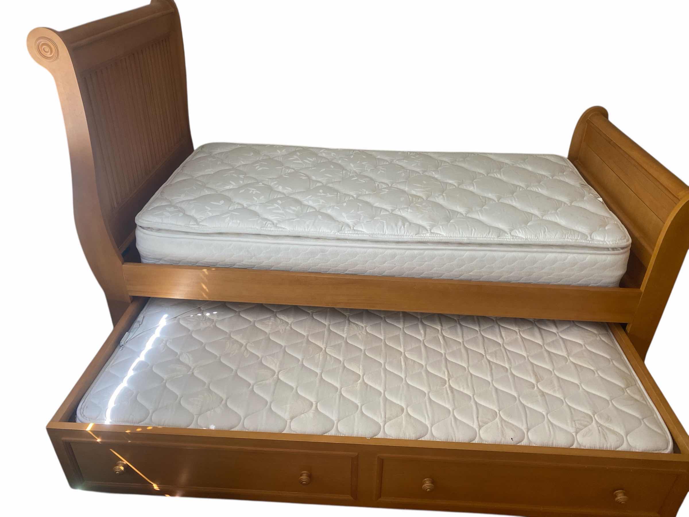 Photo 1 of CAFE KID WOOD TRUNDLE BED-FRAME INCLUDES MATTRESSES 43 1/2” x 87” H53”