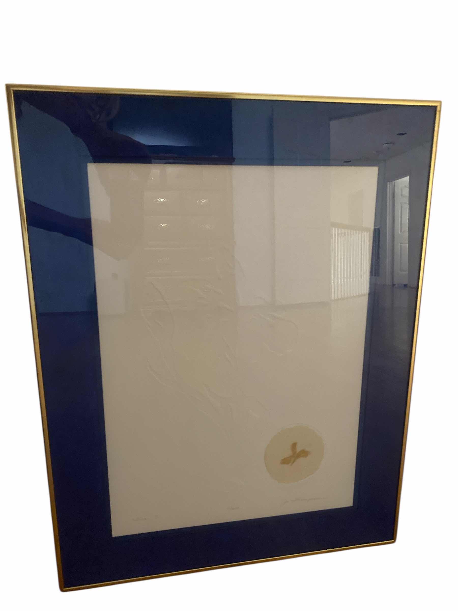 Photo 1 of FRAMED PAPER FLORAL “IRIS I” NUMBERED & SIGNED ARTWORK 20 1/2” x 26”