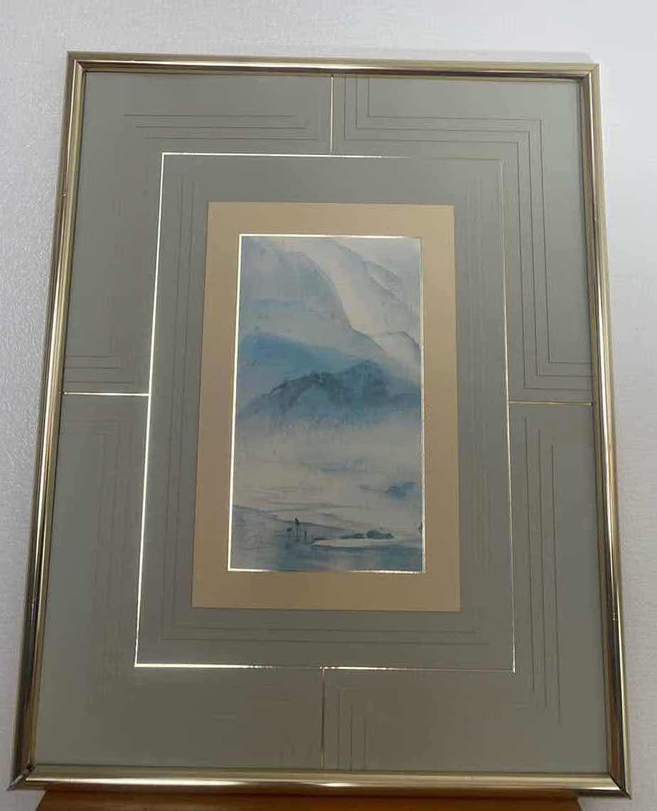 Photo 1 of METAL FRAMED MATTED SEA & ROCKS PRINT ARTWORK 34” x 42”
