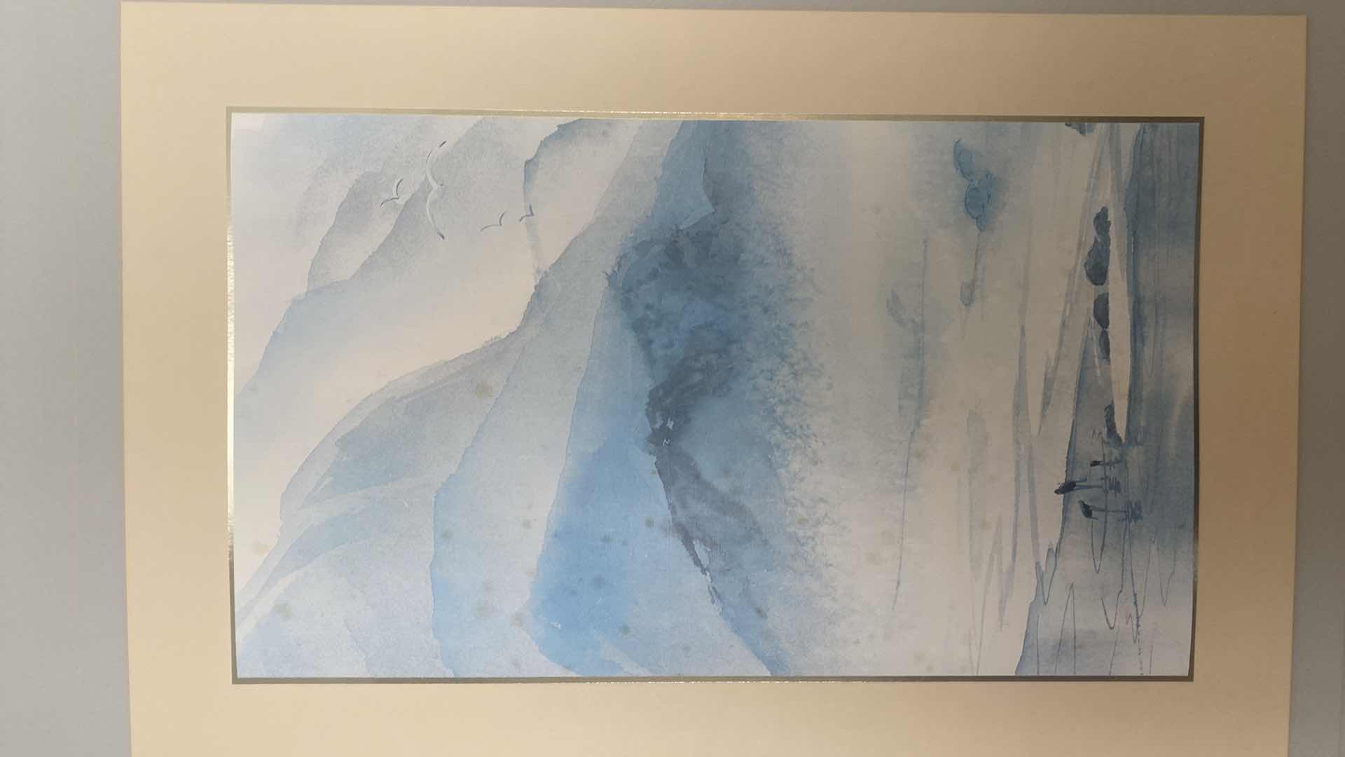 Photo 1 of METAL FRAMED MATTED SEA & ROCKS PRINT ARTWORK 34” x 42”