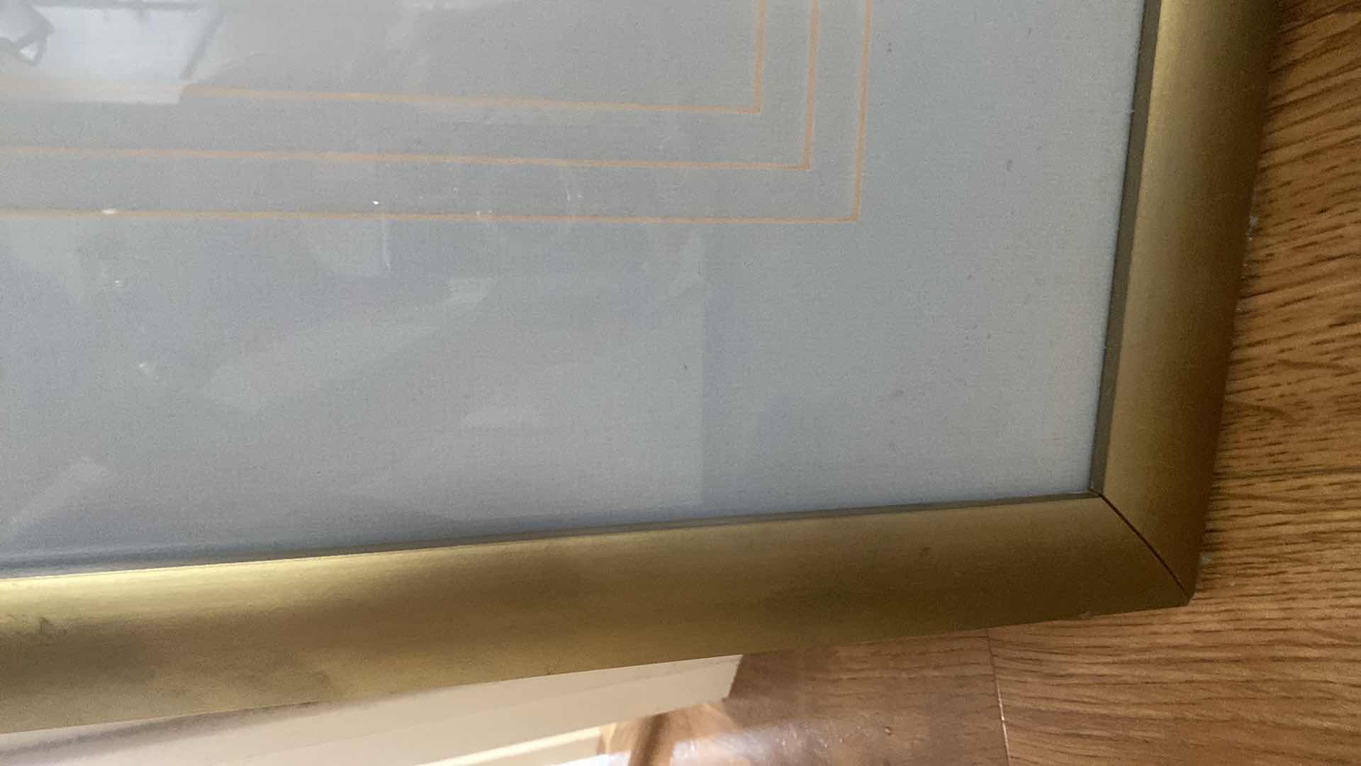 Photo 4 of GOLD WOOD FRAMED FLORAL SIGNED PRINT ARTWORK 33” x 43”