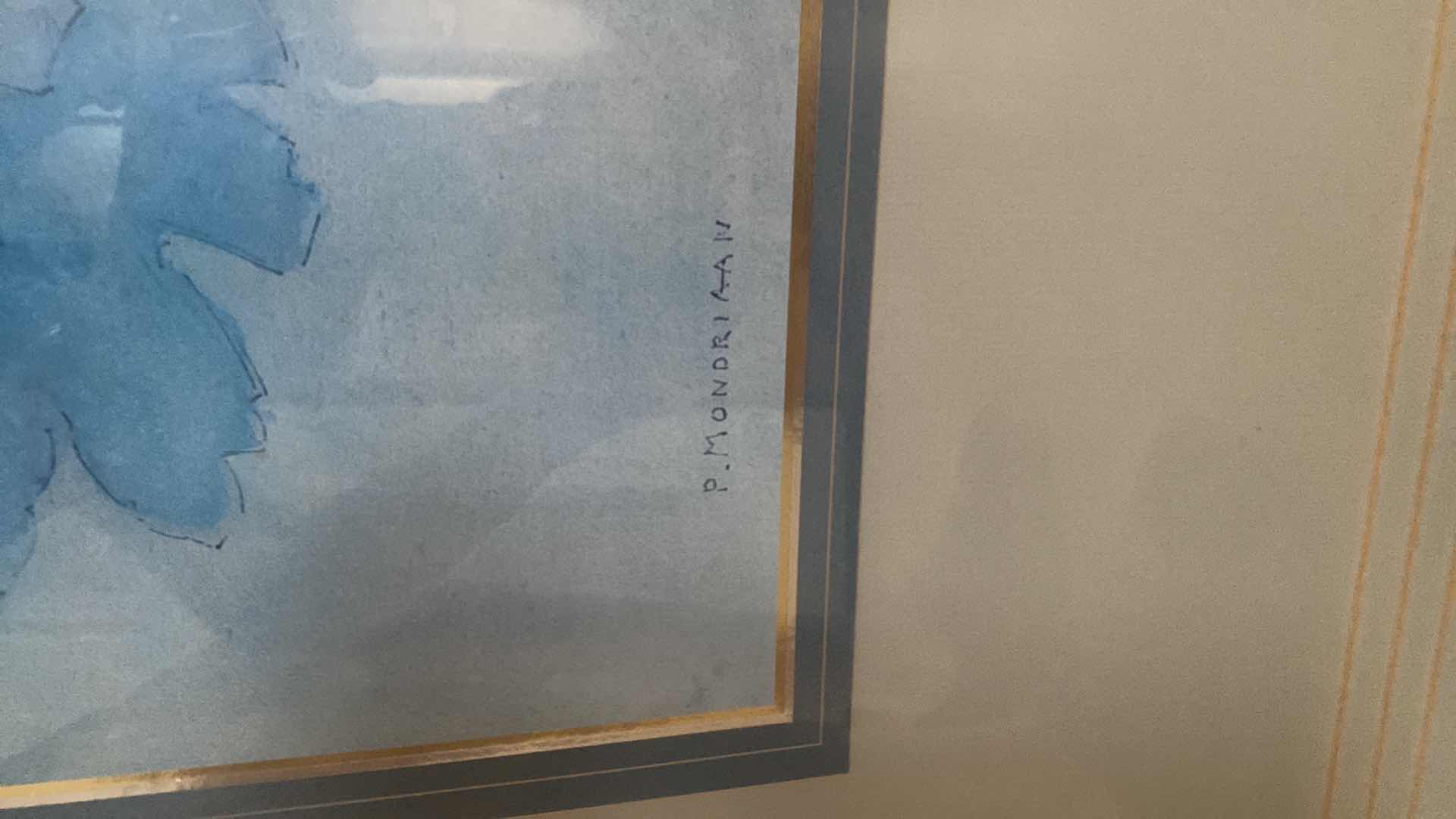 Photo 3 of GOLD WOOD FRAMED FLORAL SIGNED PRINT ARTWORK 33” x 43”