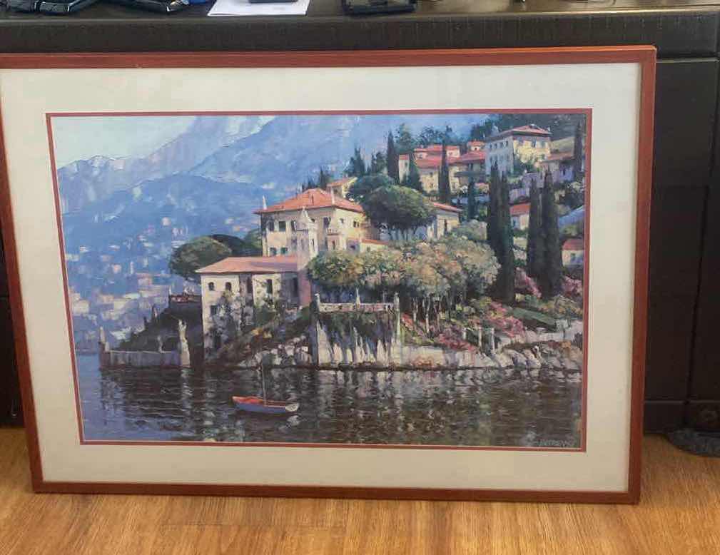 Photo 1 of WOOD FRAMED “VILLA BALBIAVELLI” SIGNED PRINT ARTWORK 38“ x 28“
