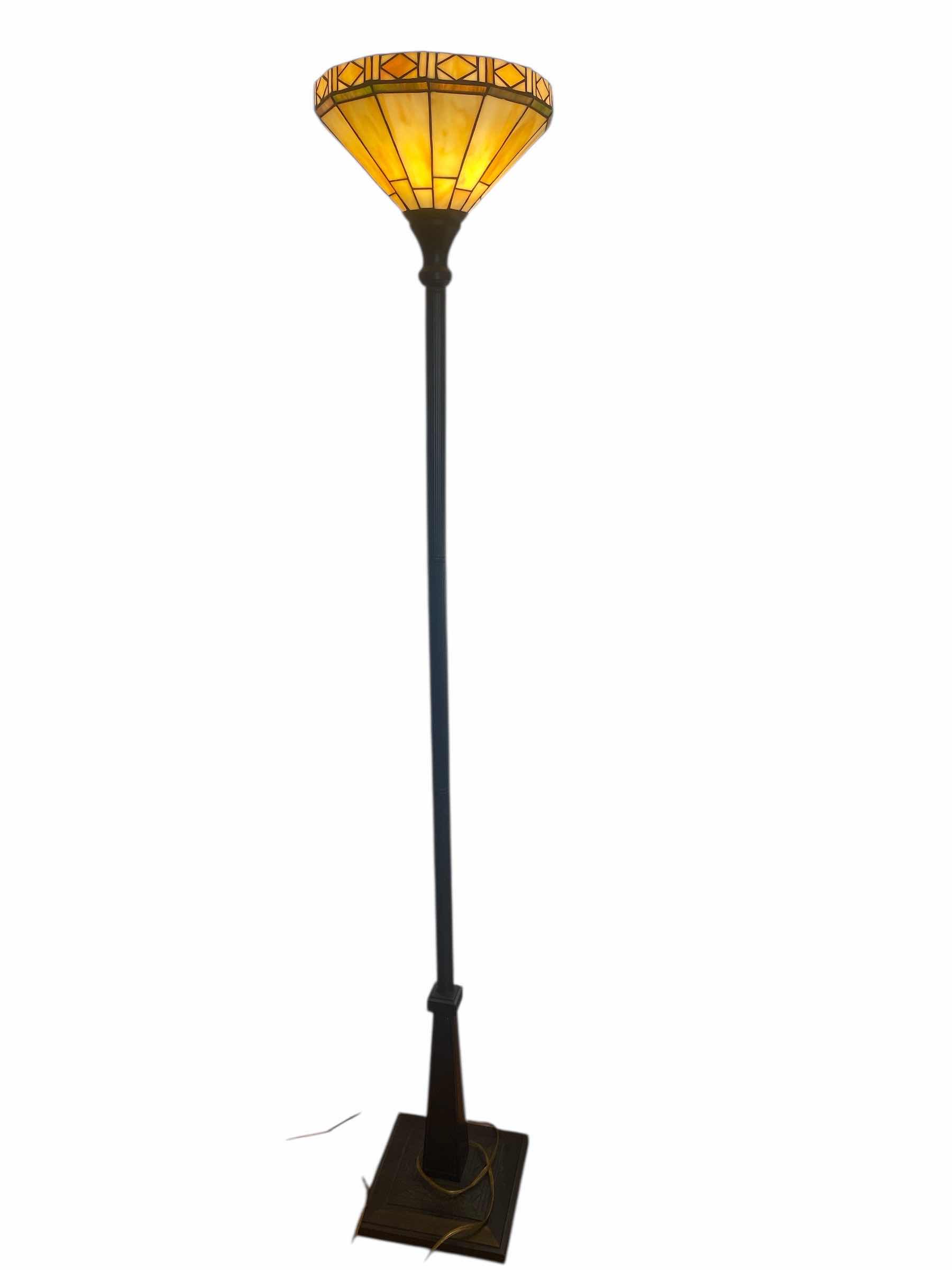 Photo 1 of RESIN STAIN GLASS LOOK TORCHIERE LAMP H72 1/2”