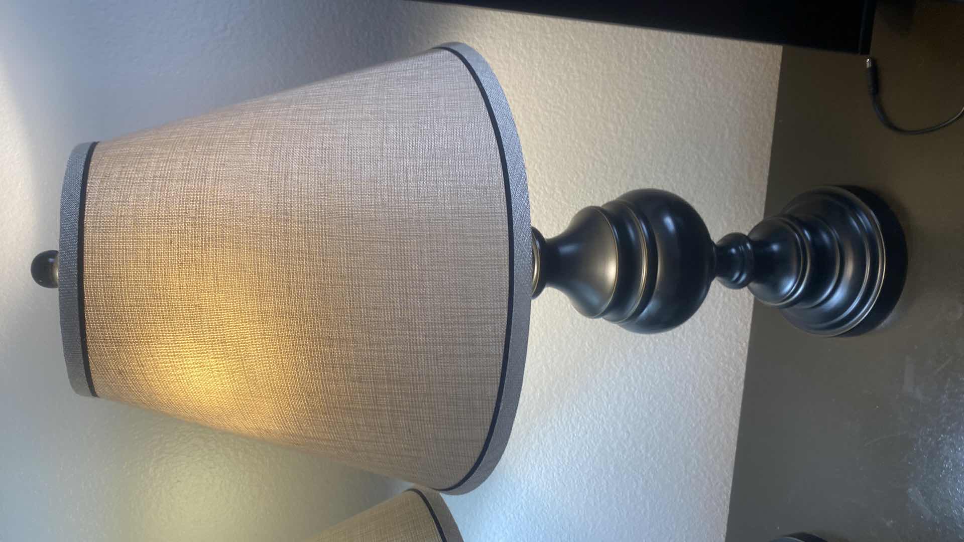 Photo 1 of PAIR OF BLACK ALUMINUM TABLE LAMPS H30”