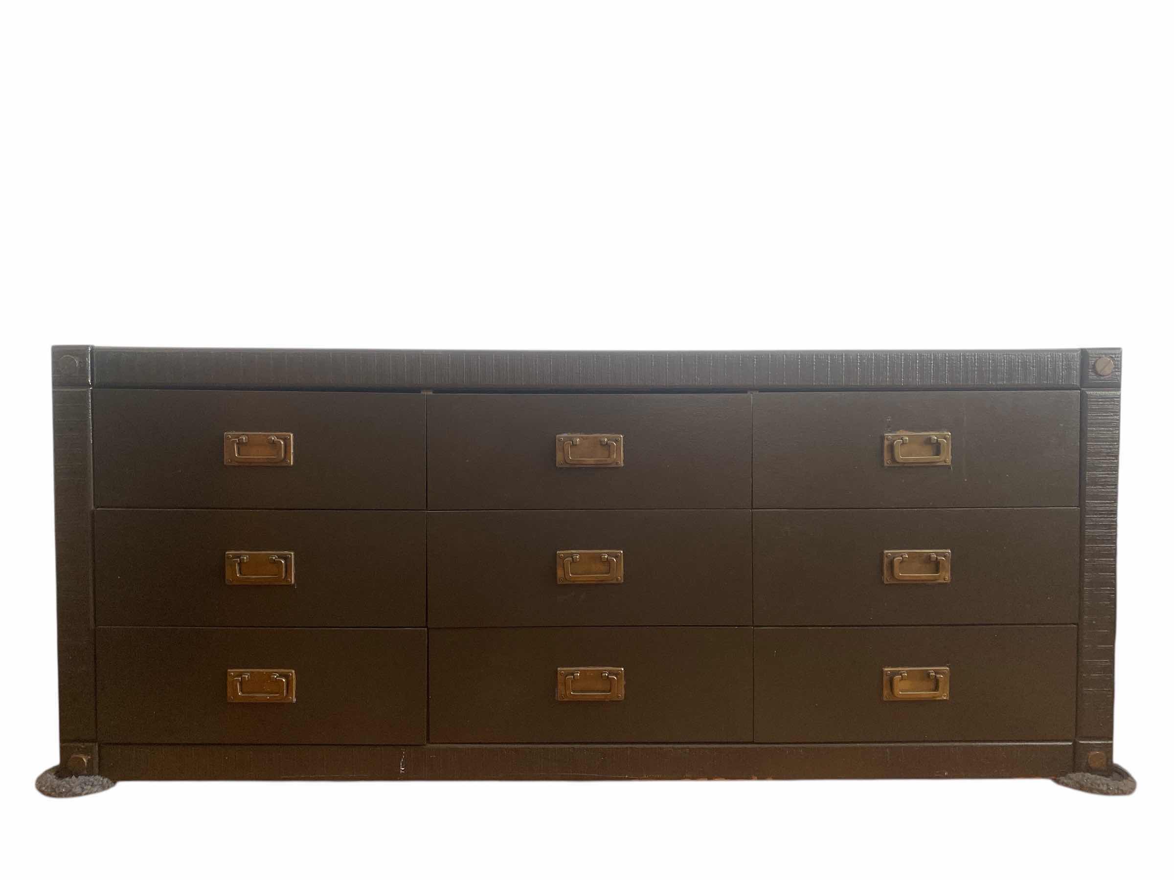 Photo 1 of BROWN WOOD 9 DRAWER ASIAN STYLE DRESSER 71“ x 17“ H30”