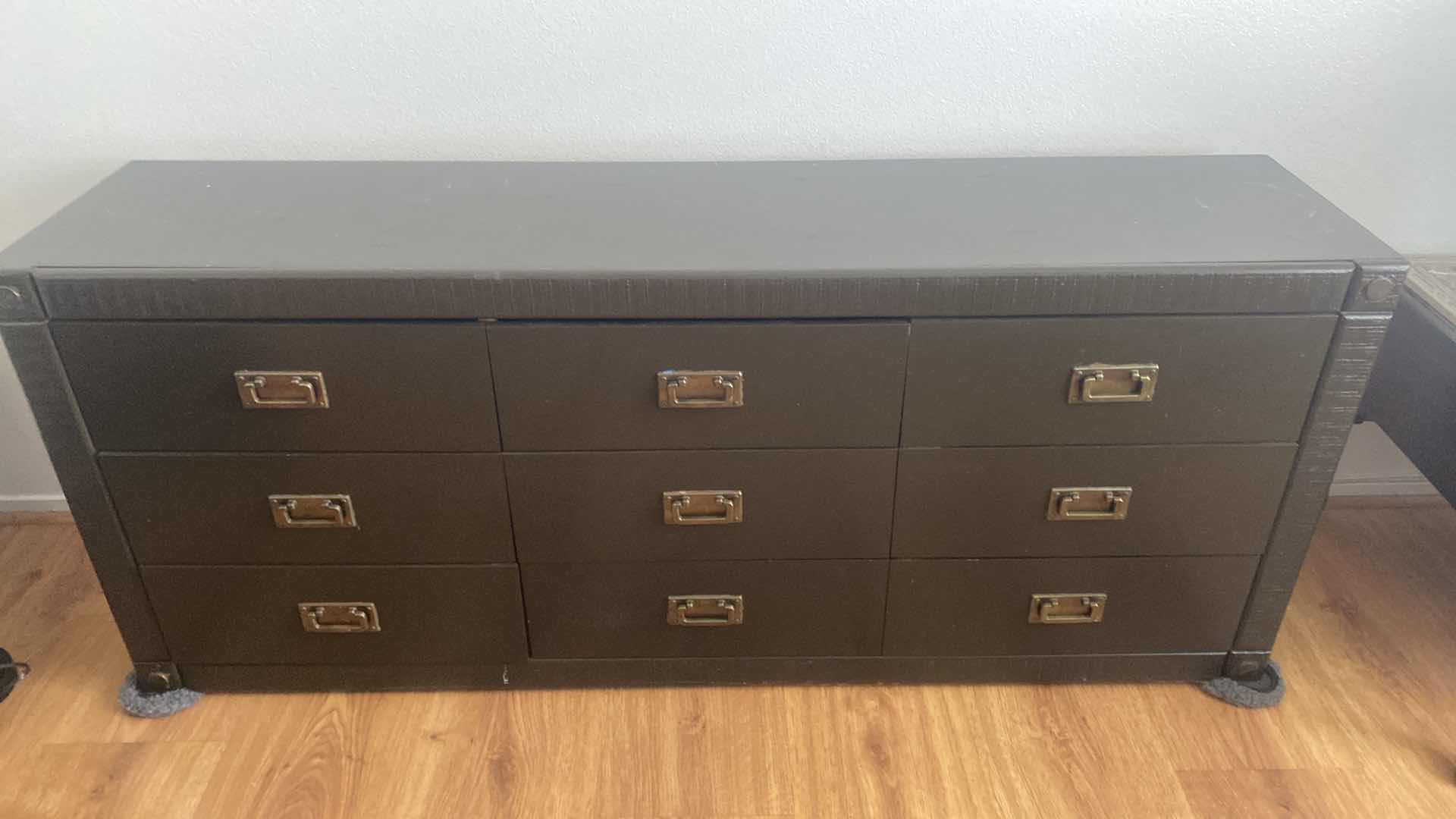 Photo 1 of BROWN WOOD 9 DRAWER ASIAN STYLE DRESSER 71“ x 17“ H30”